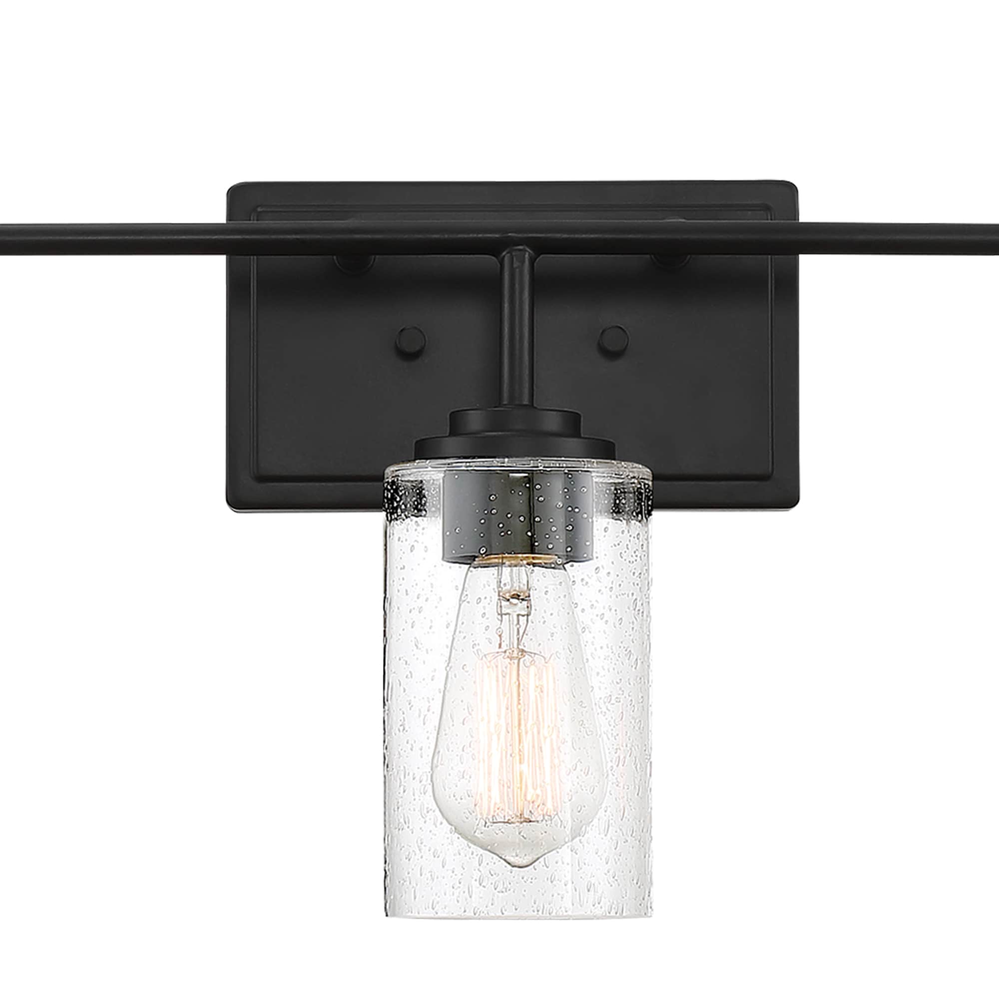 Matte Black 24.5" Dimmable Outdoor Bath Light with Clear Glass Shades
