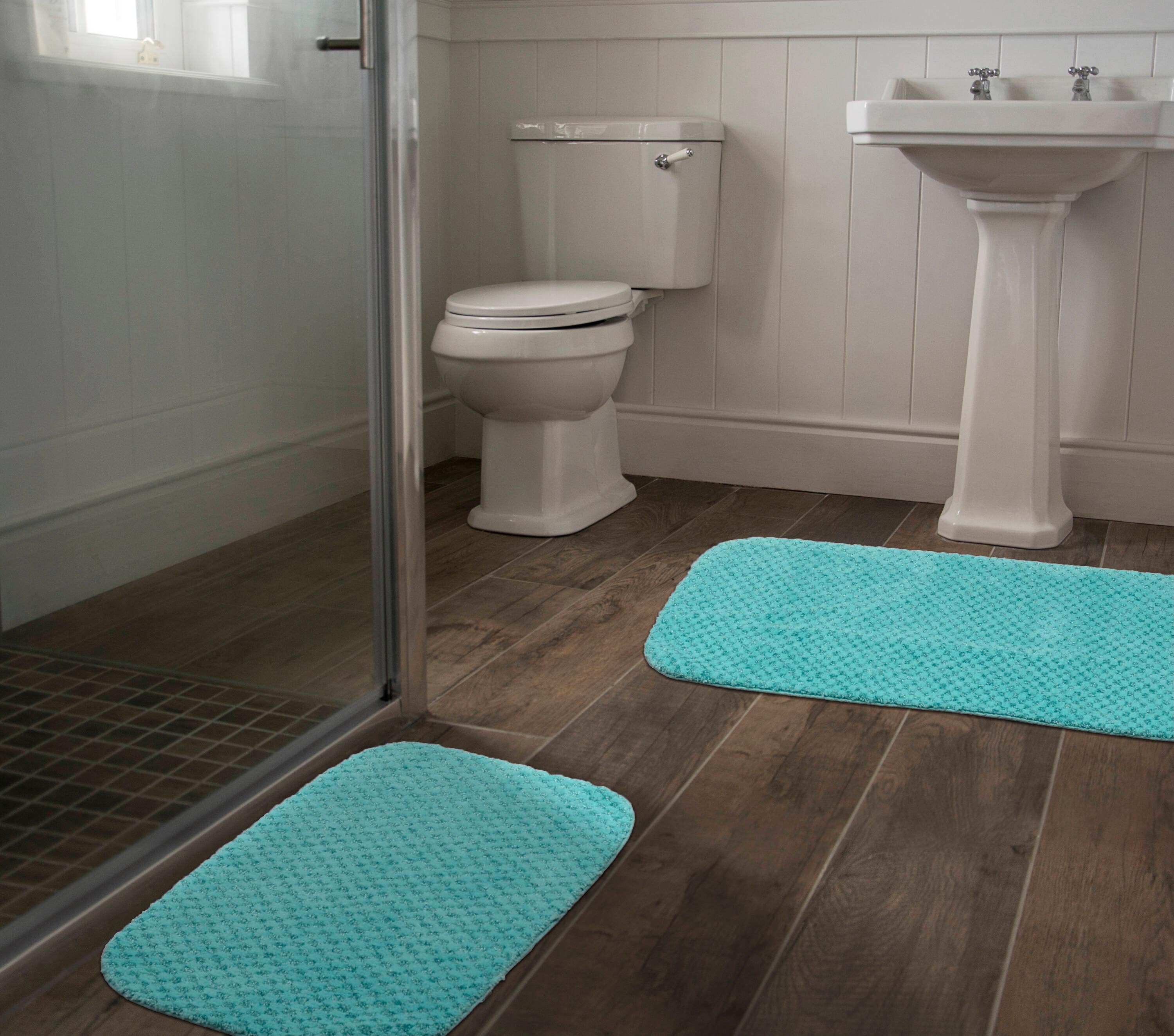 Garland Rug BA070W2P04I6 Cabernet 21-in x 34-in Sea Foam Nylon Bath mat set