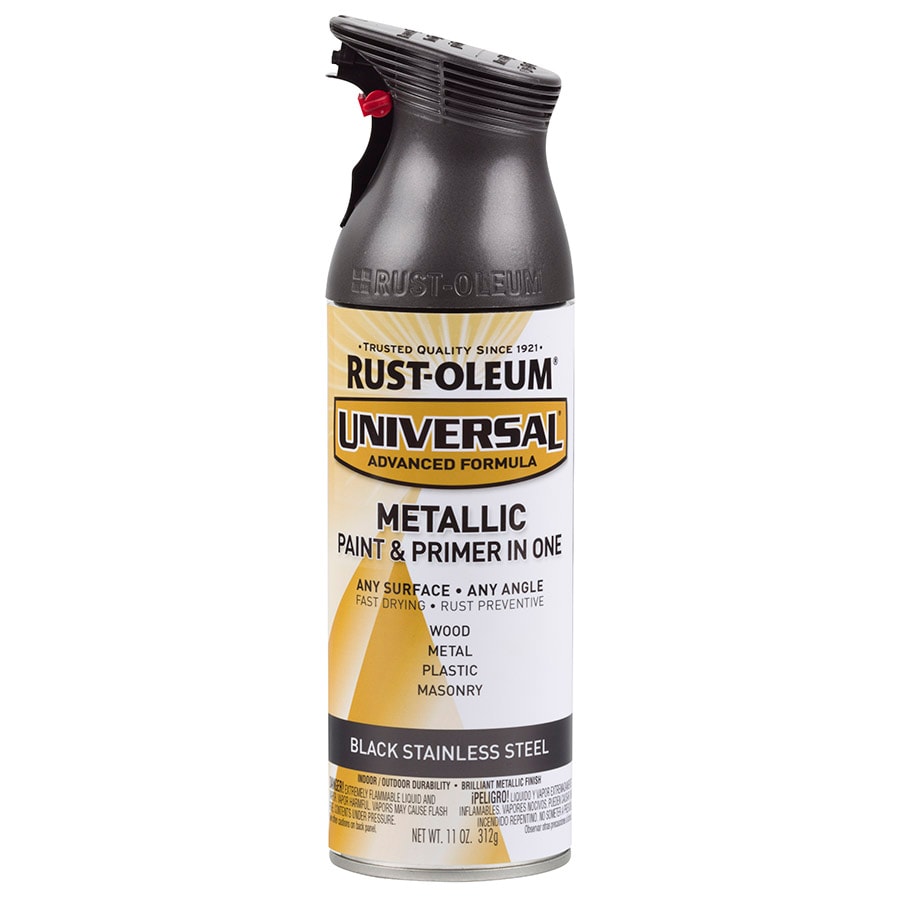 Rust-Oleum Universal Gloss Black Metallic Spray Paint and Primer In One  (NET WT. 11-oz) in the Spray Paint department at