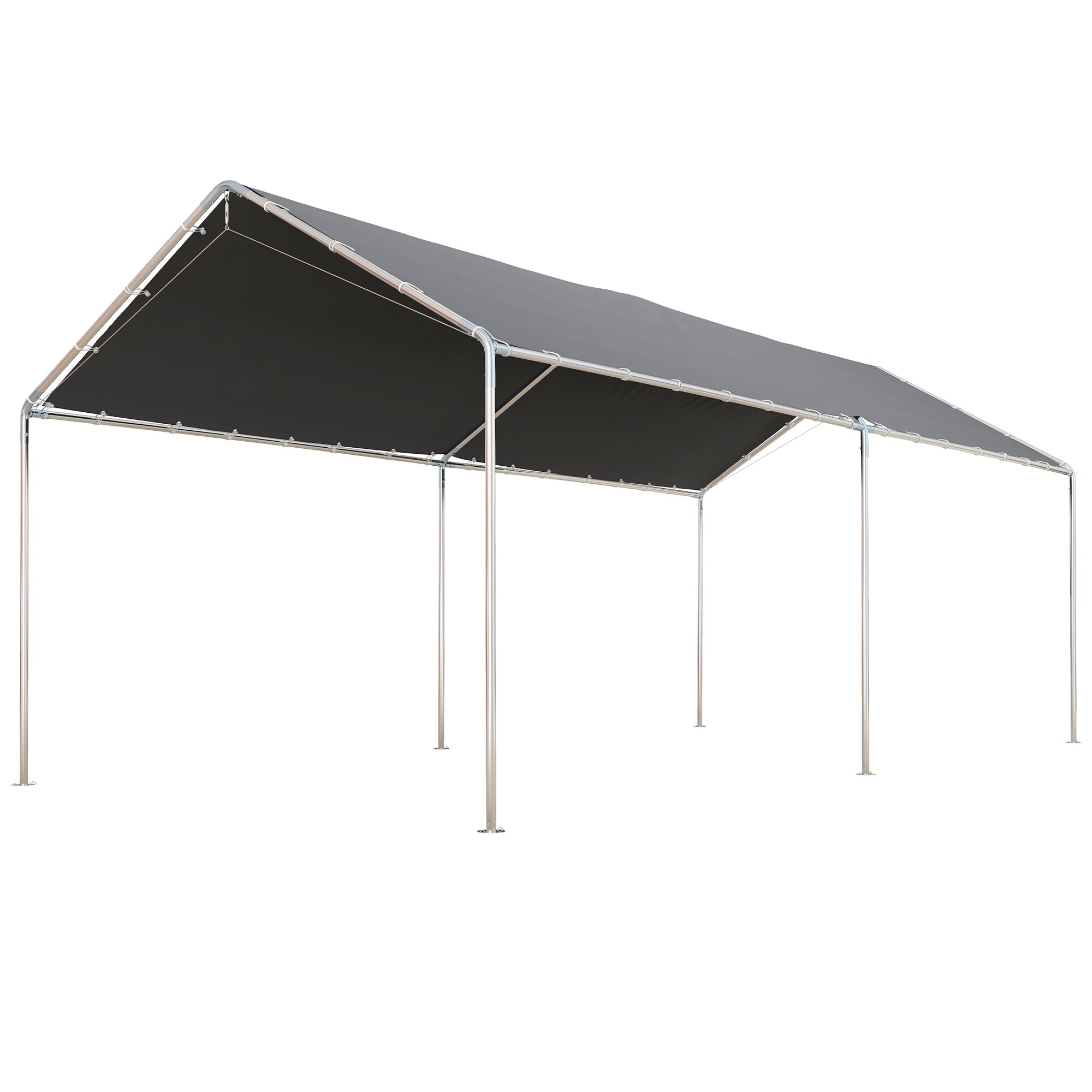 Lycvki CP-7 9.6-Feet W x 19.5-Feet L x 5.9-Feet H Gray Metal Carport with Polycarbonate Roof
