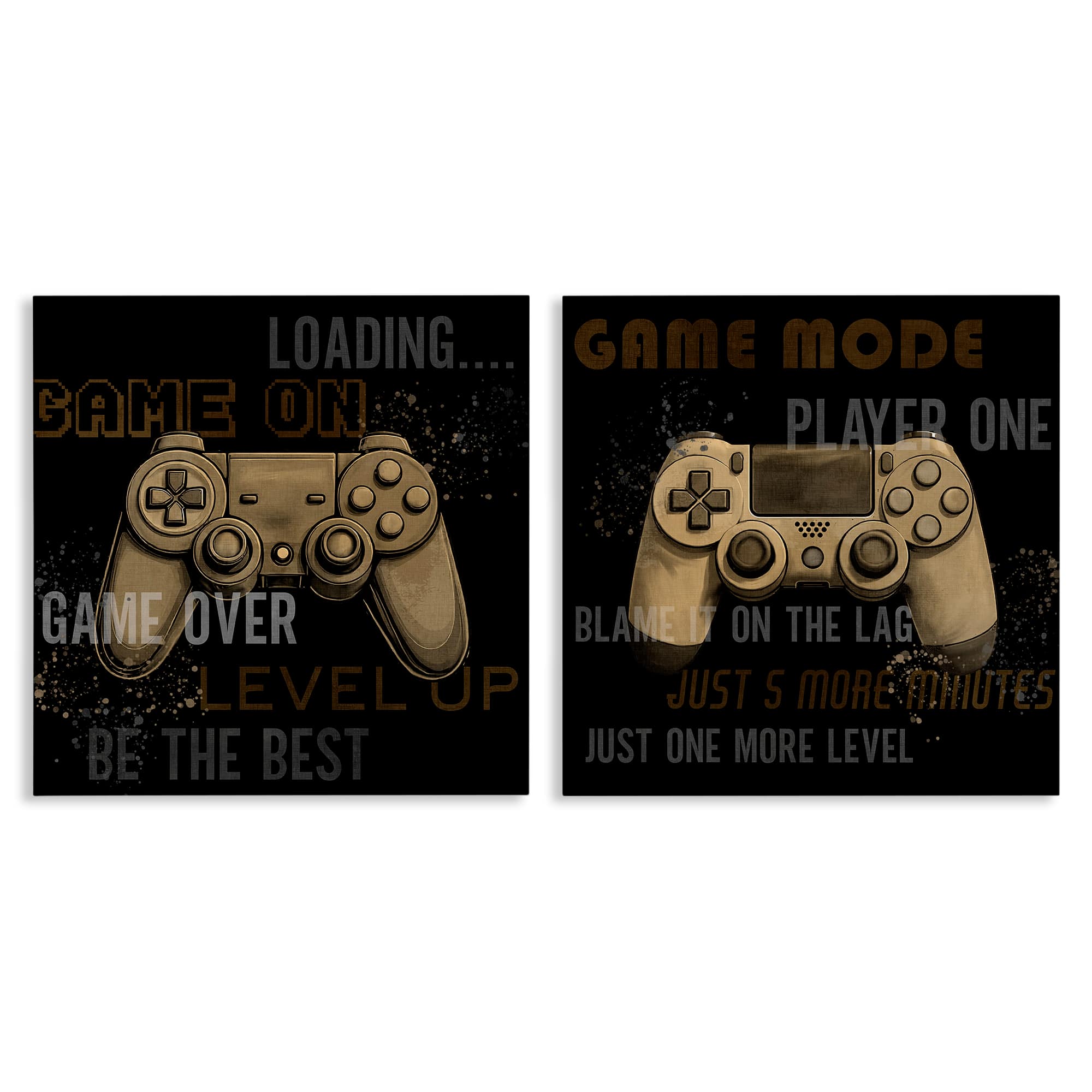 Stupell Industries B2-804-CN-2PC-24X24 Vintage Game Controls and Phrases 2pc Canvas Set design by Kim Allen