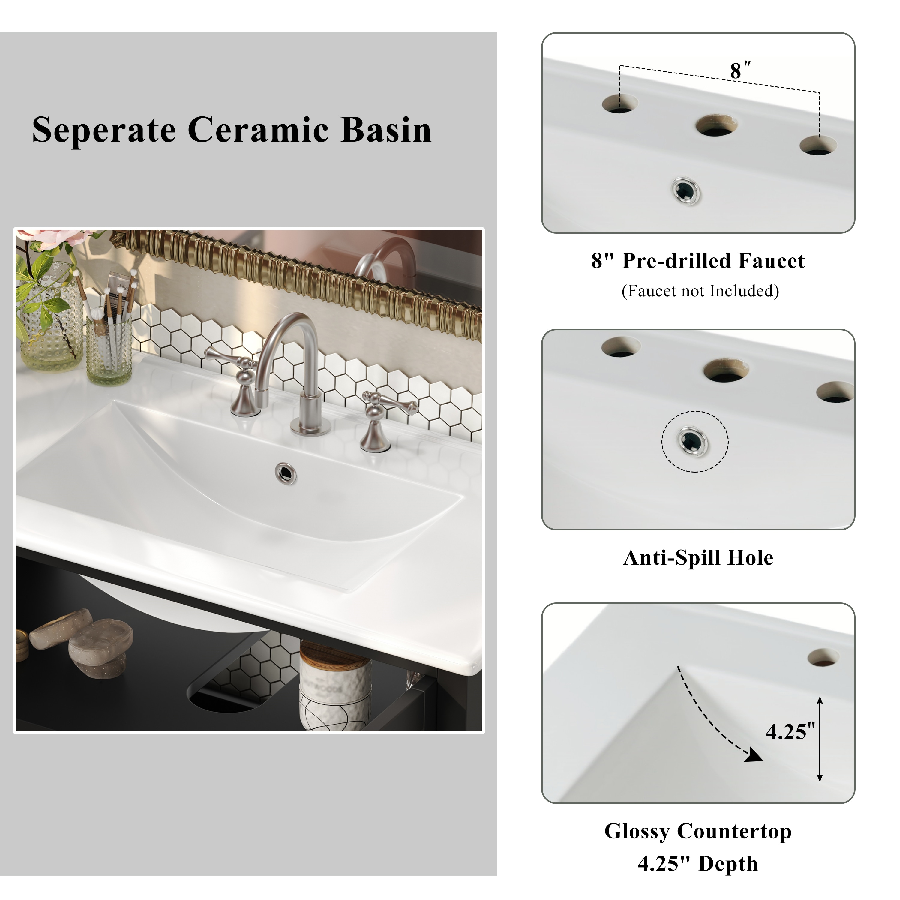 WELLFOR TO-AN-BV24WH Bath-Vanity-Combo - View #6