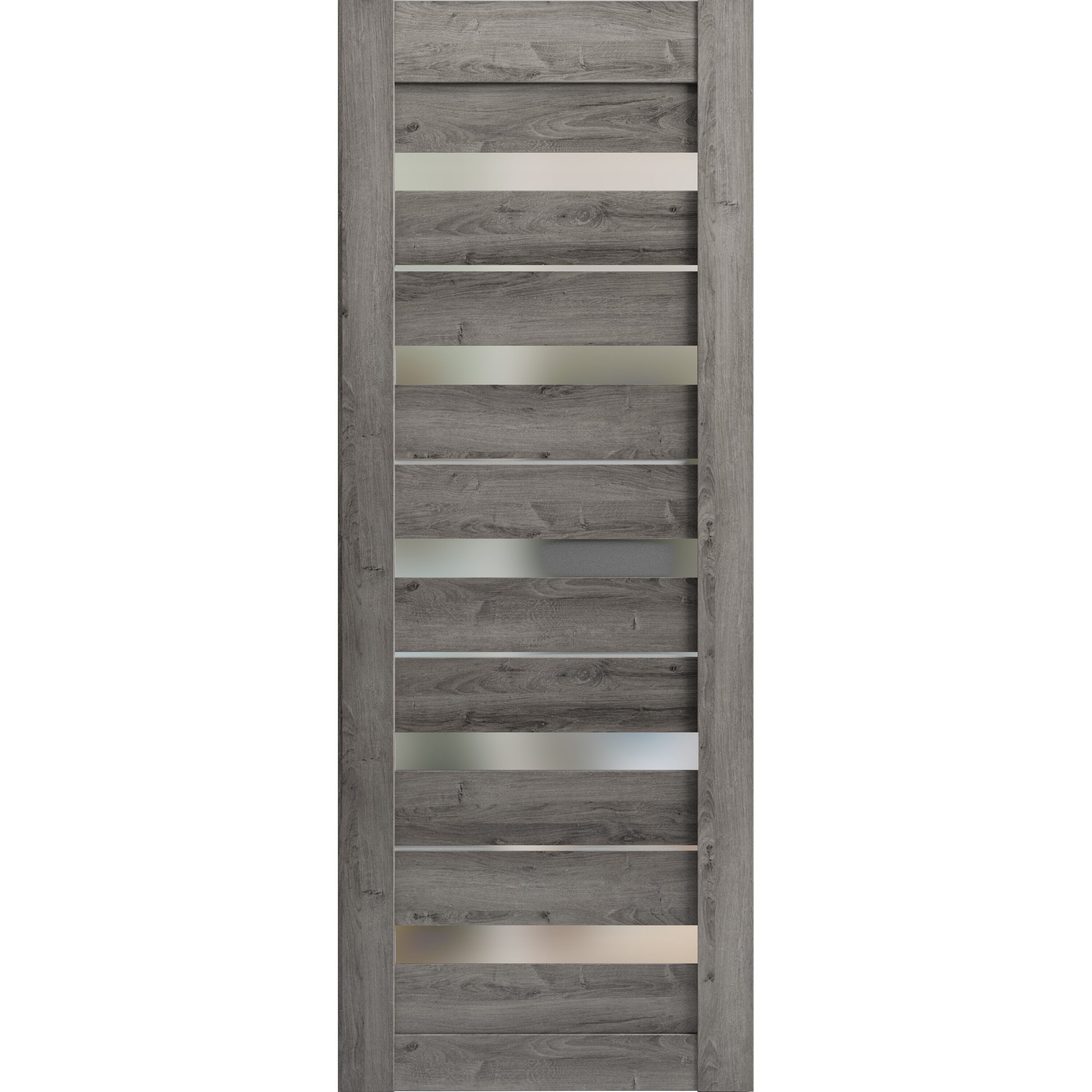 SARTODOORS Slab Barn Door Panel Frosted Glass - Quadro 4445 Nebraska Grey - Sturdy Finished Doors - Pocket Closet Sliding-42 x 96