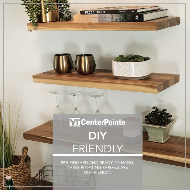 Centerpointe Acacia Wood Floating Shelf, How Wide Should Kitchen Floating Shelves Be