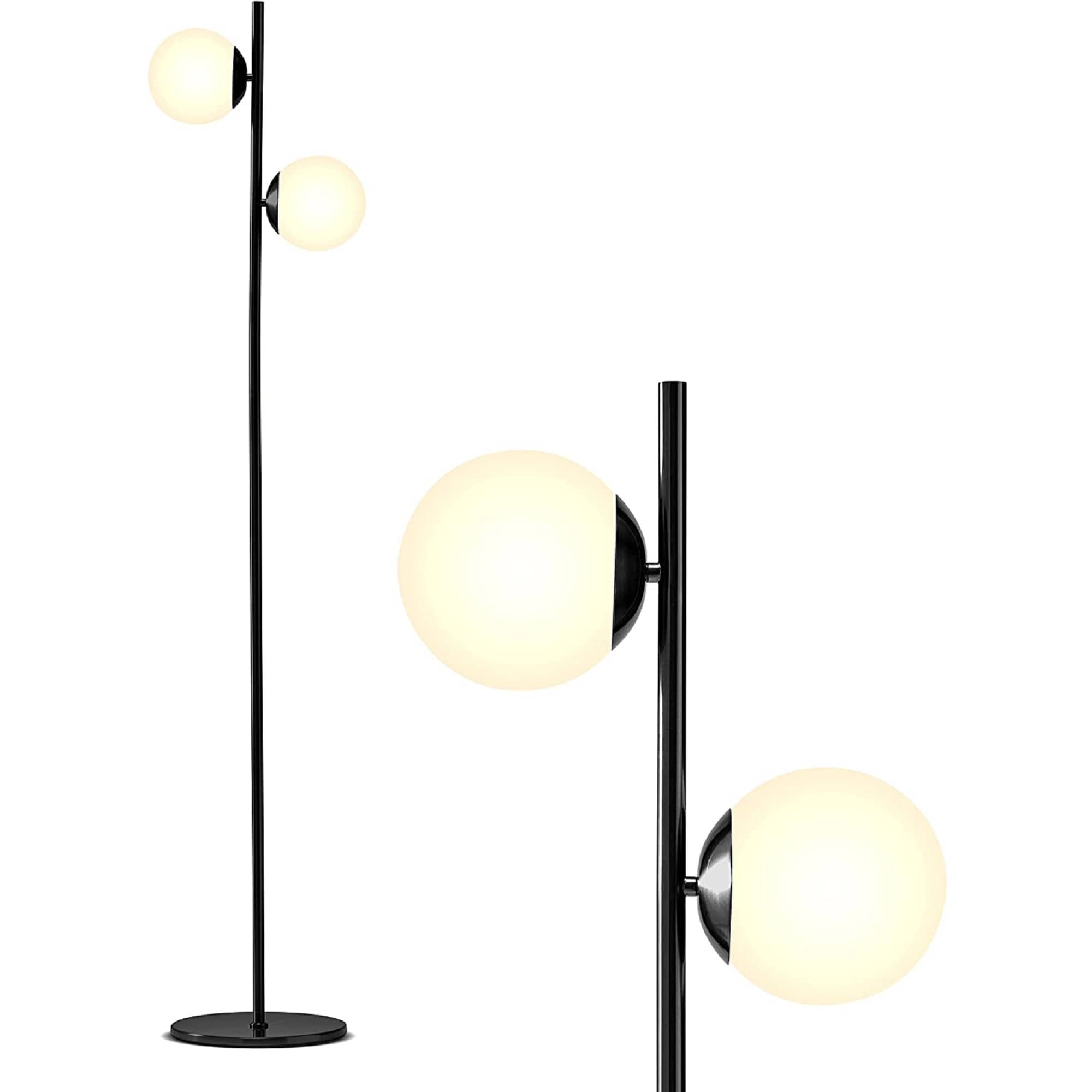 Brightech Sphere Kids 65" Black LED Floor Lamp with Frosted Globes