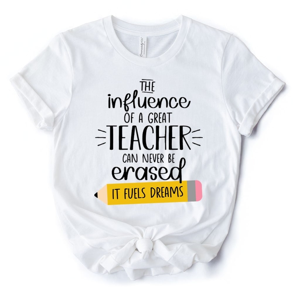 OrnamentallyYou TSHIRT1107-WHT-L The Influence of a Great Teacher T-Shirt Appreciation White Tee for Educators and Teacher