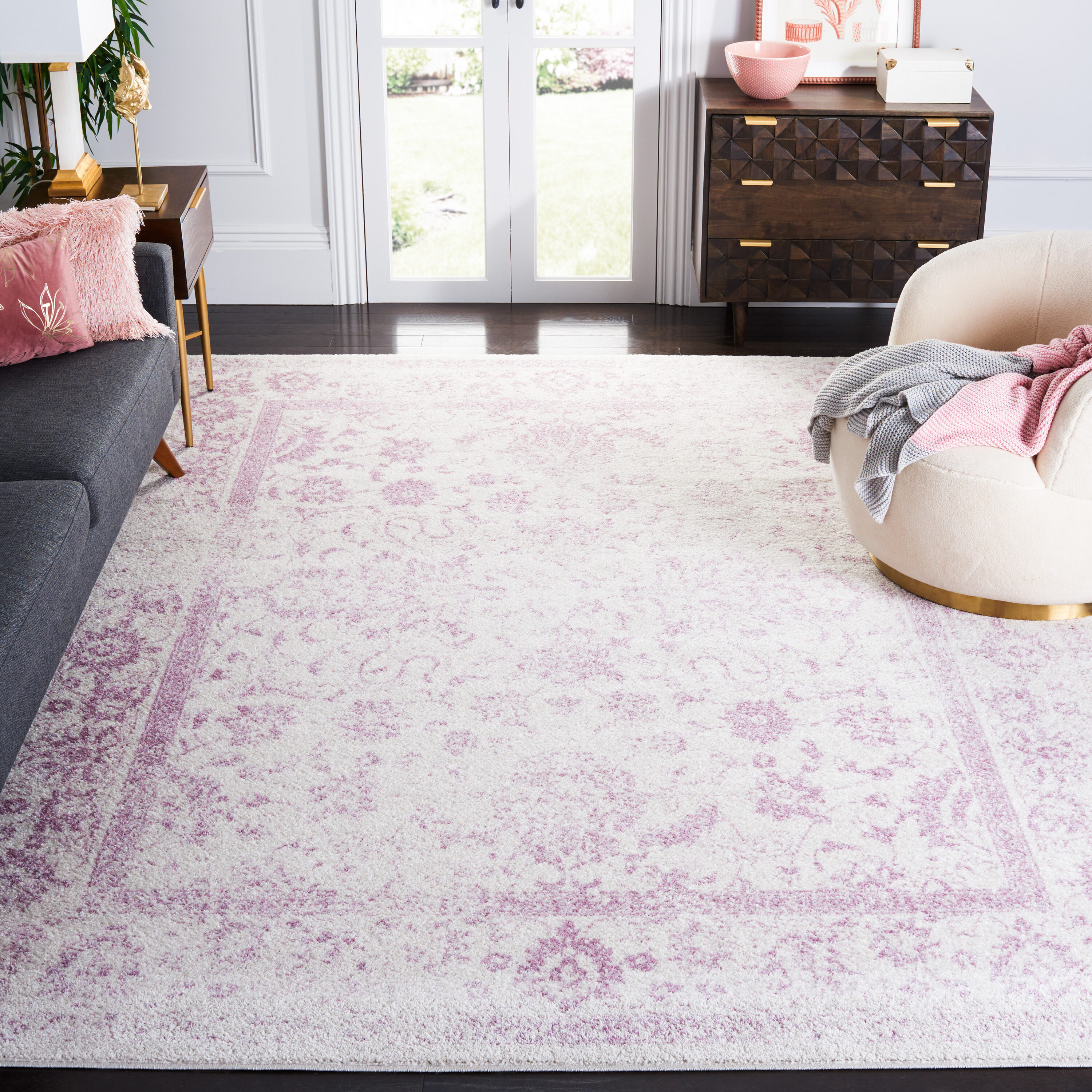 Safavieh ADR109U-6 Adricondack 109U Ivory Lavender Traditional Medium Rectangle 6ft x 9ft Rug