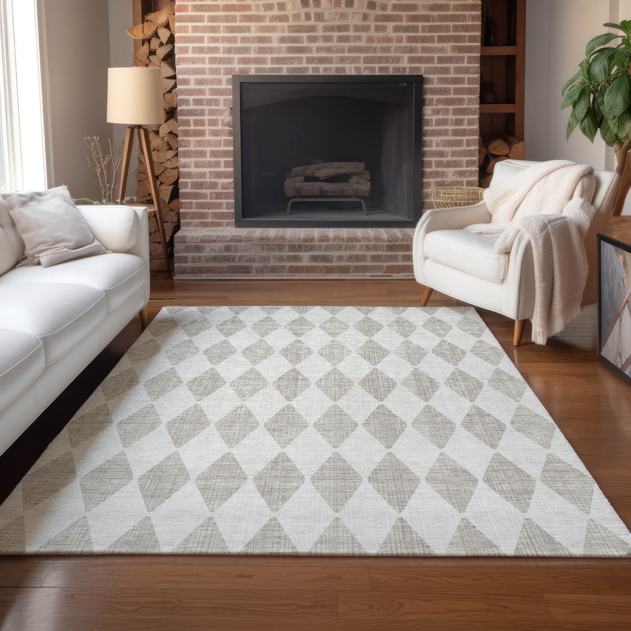 Addison Rugs ACN578BG3X5 Chantille ACN578BG 3 x 5 (ft) Polyester Beige Rectangular Indoor/Outdoor Geometric Machine washable Area rug