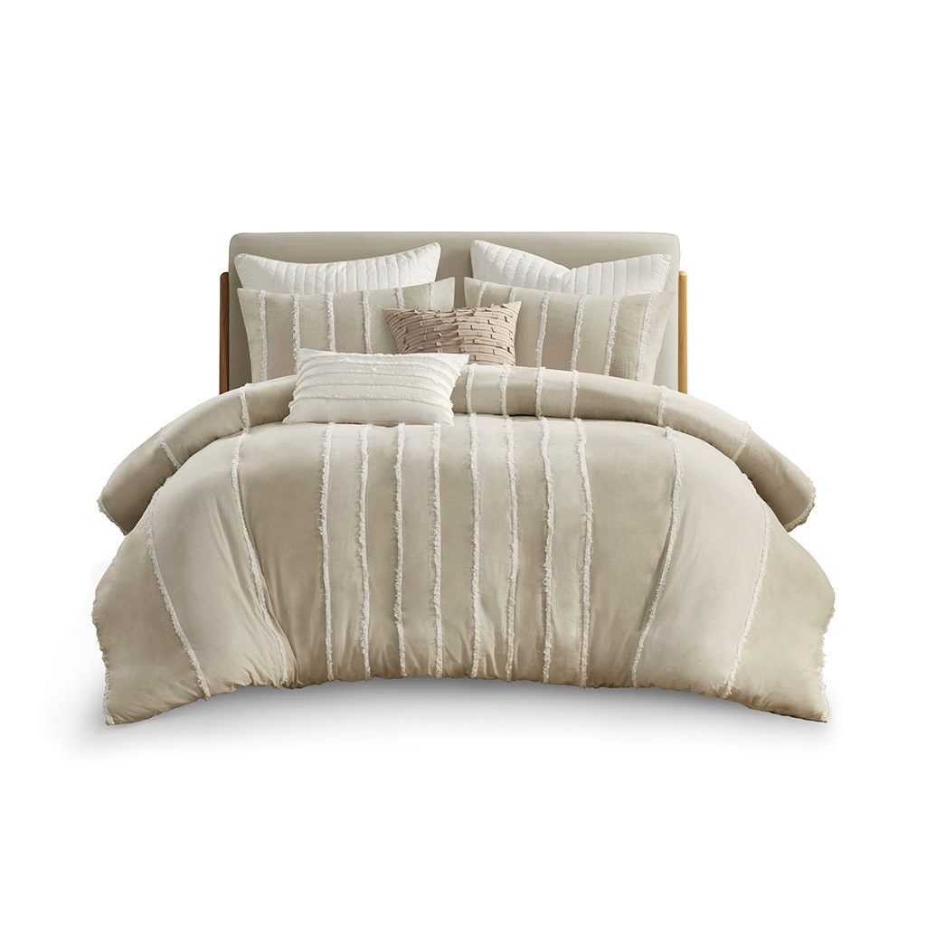 Gracie Mills  Ara 3 Piece Striped Cotton Duvet Cover Set