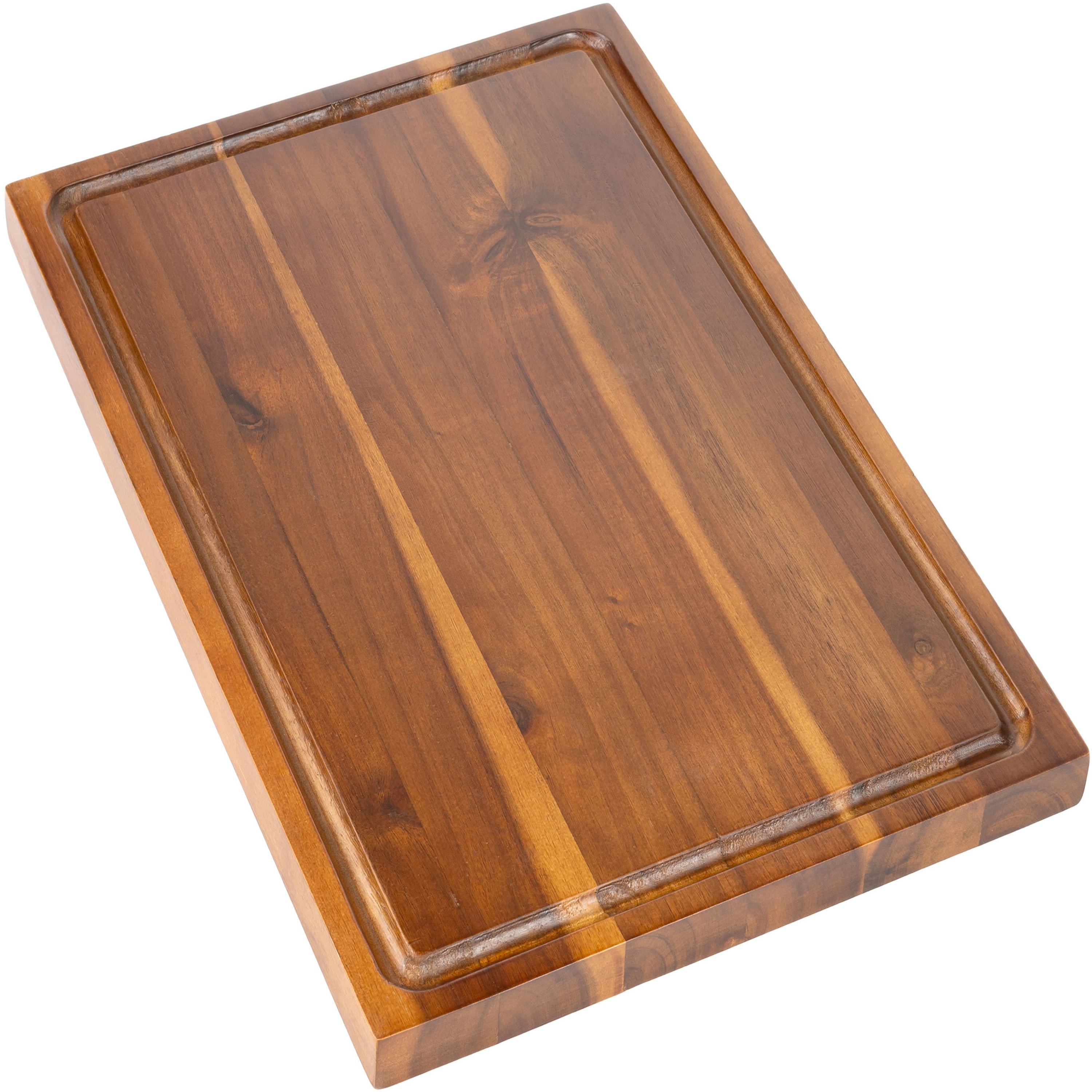 happimess Eldridge Large 18 in. W x 12 in. D Handcrafted Acacia Wood Grain Thick Reversible Cutting Board with Juice Grooves - Brown