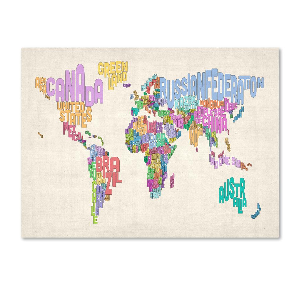 Trademark Fine Art MT0295-C1624GG Framed 16-in H x 24-in W Maps Print on Canvas