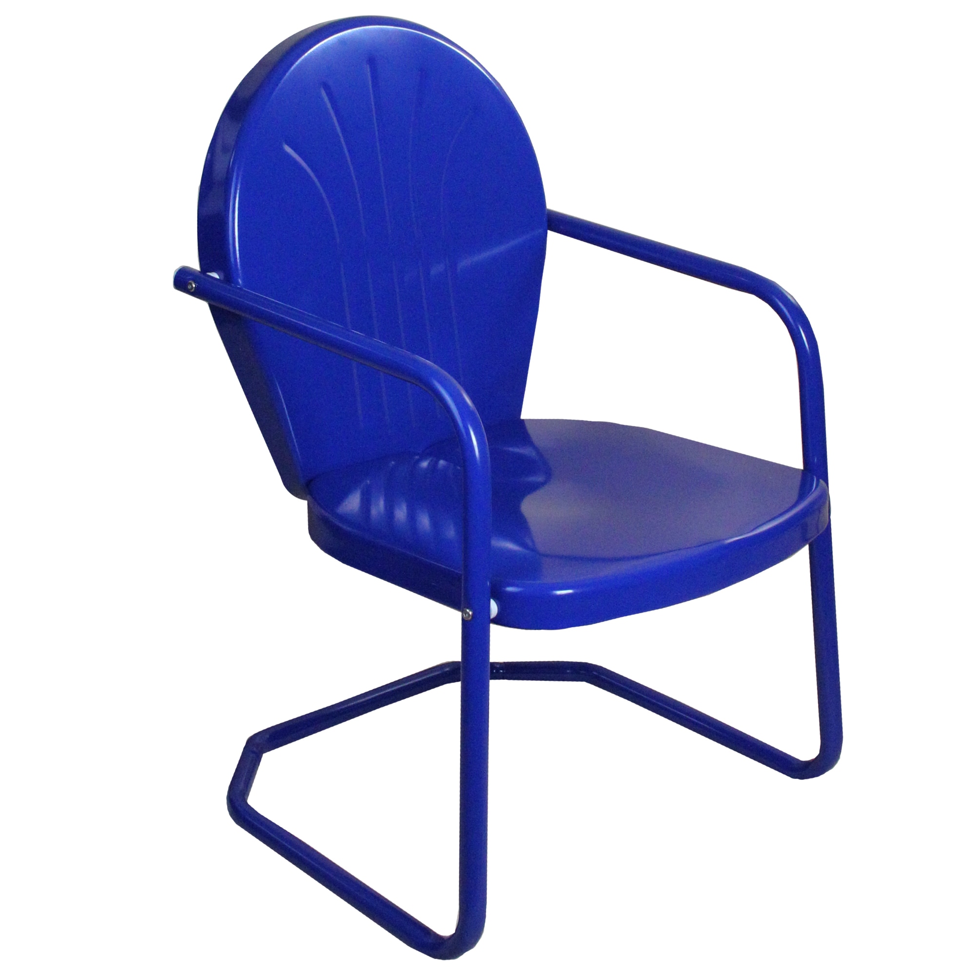 34-Inch Outdoor Retro Tulip Steel Armchair, Blue