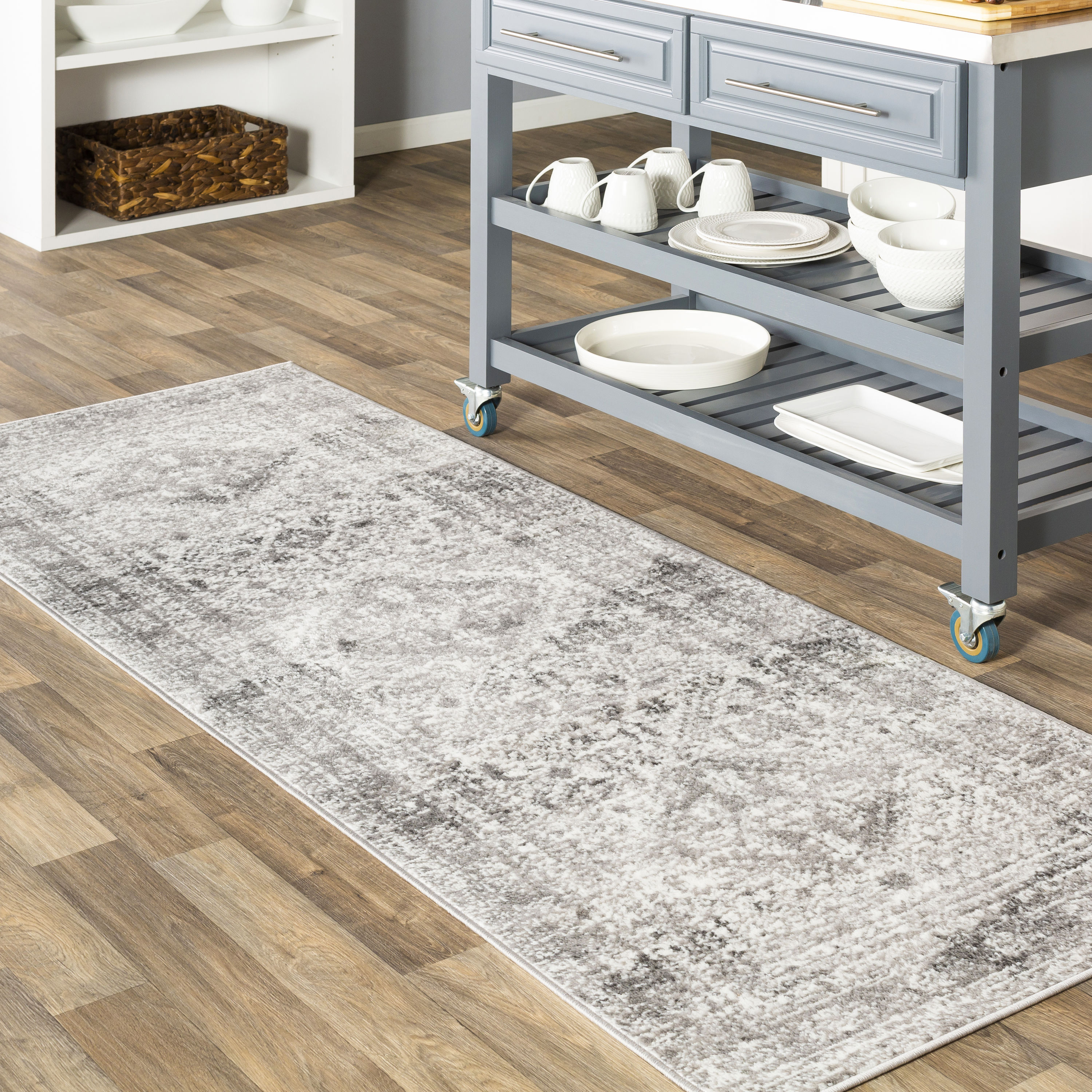 Livabliss MNC2314-2773 Monte Carlo 2 x 8 (ft) Polypropylene Charcoal Rectangular Indoor Border Oriental Runner rug