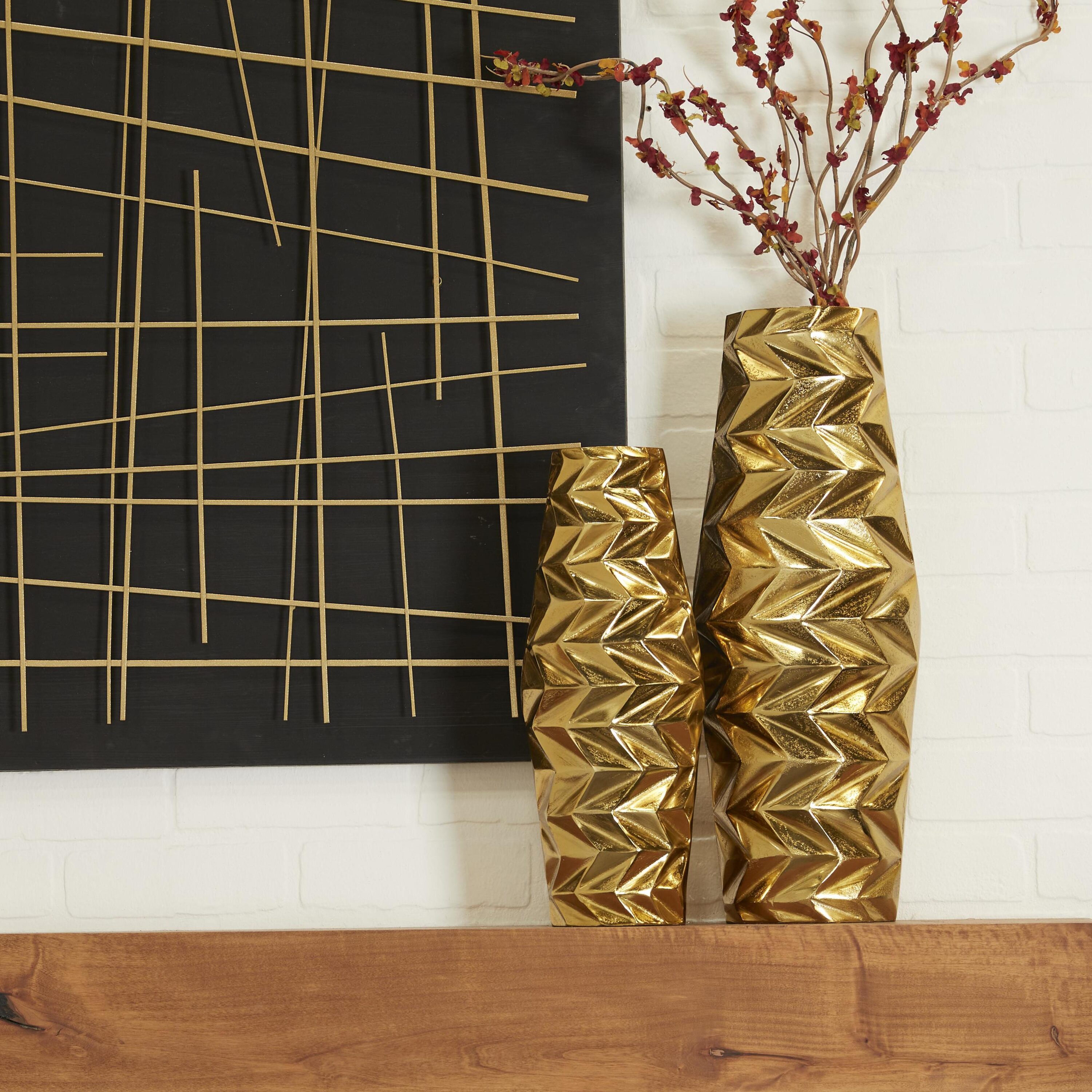 Grayson Lane 89947 2 -Pack Gold Aluminum Modern Vase