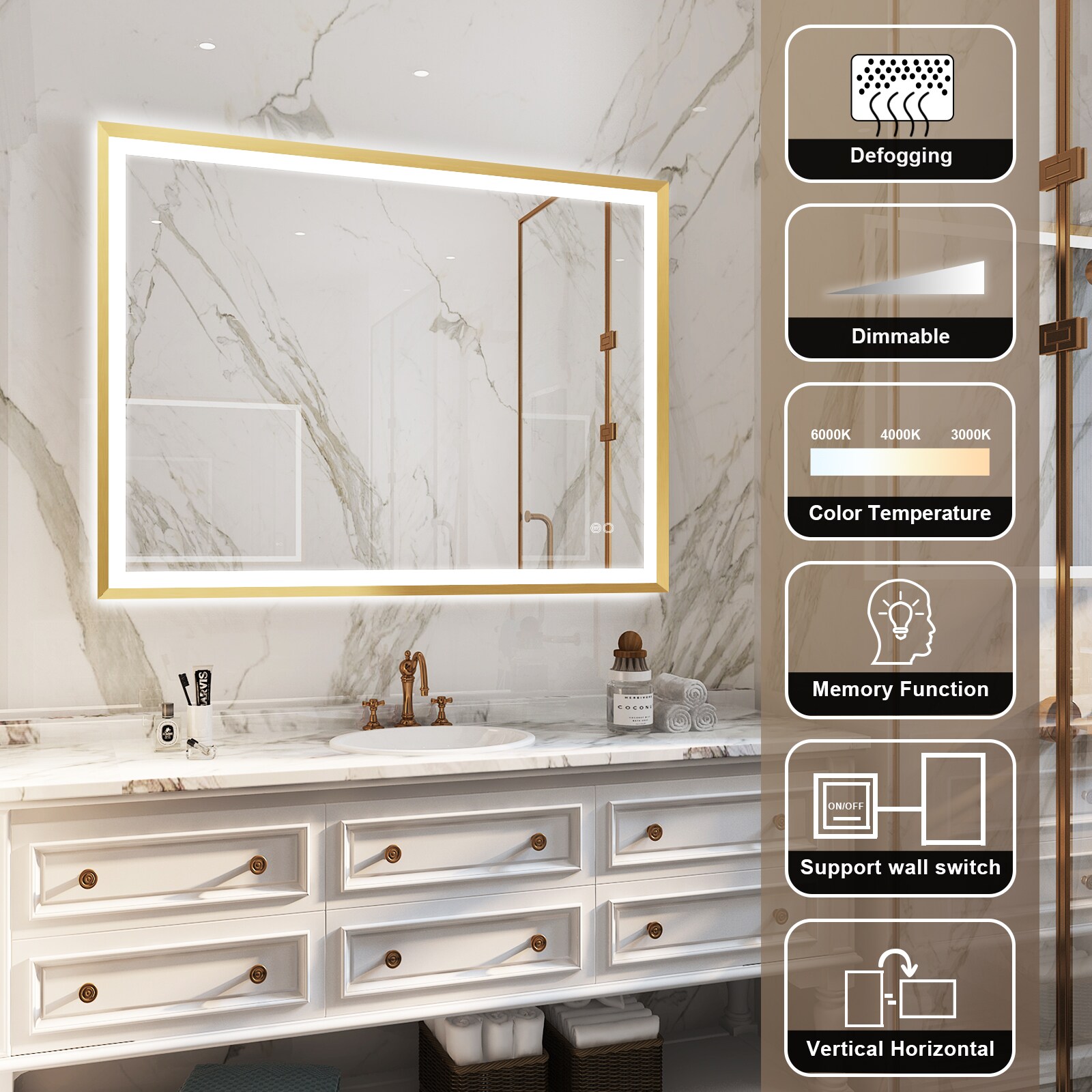 WELLFOR W6FM4836BG Framed-Bath-Mirrors - View #5