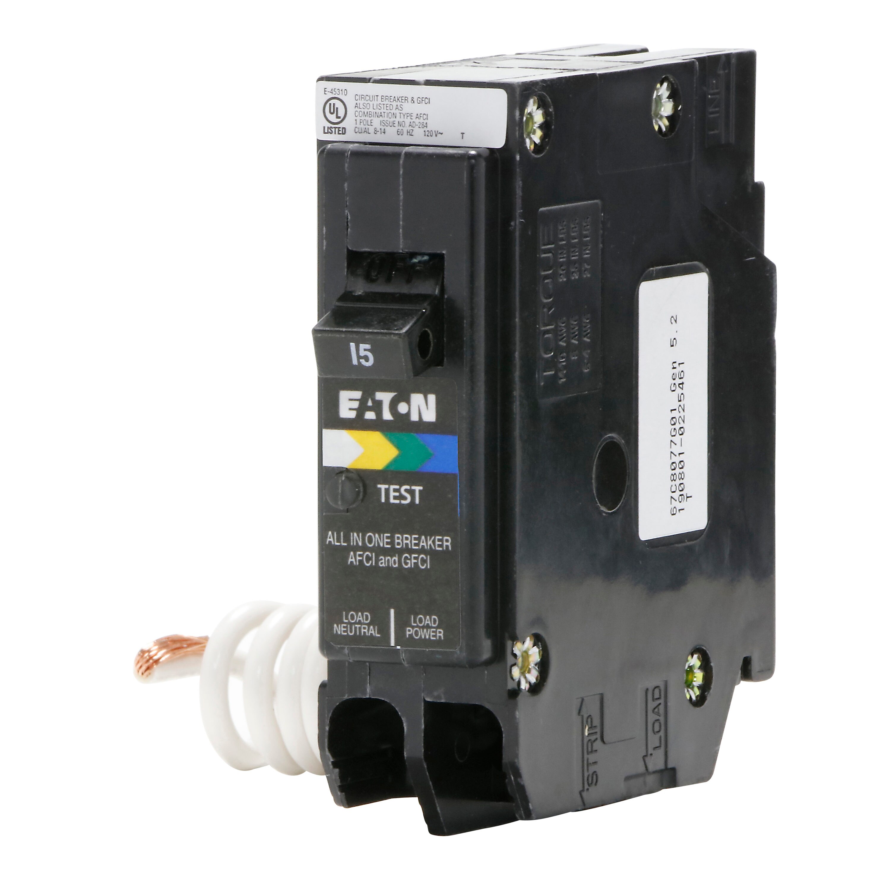 Eaton Type Br 15 Amp 1 Pole Dual Function Afcigfci Circuit Breaker In