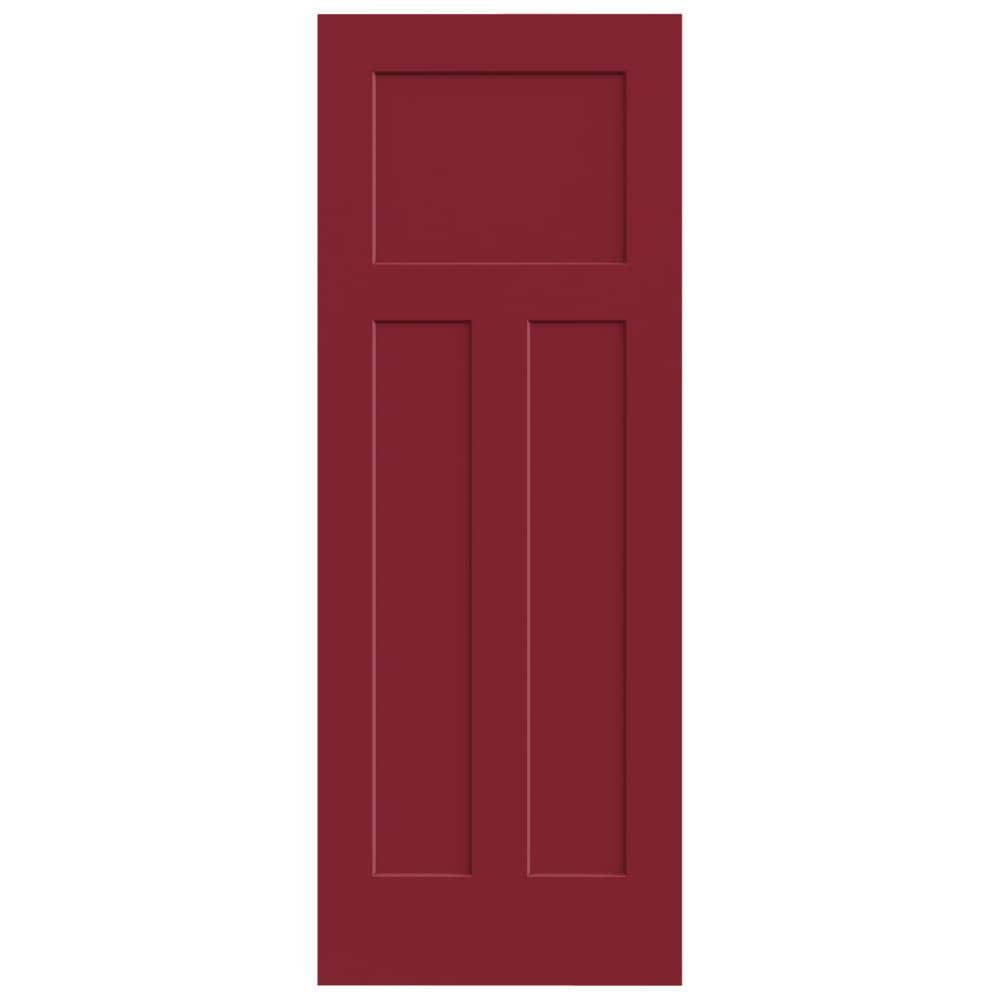 32-in x 80-in Cranberry 3-panel Craftsman Smooth Hollow Core Prefinished Molded Composite Slab Door in Red | - JELD-WEN LOWOLJW137100523