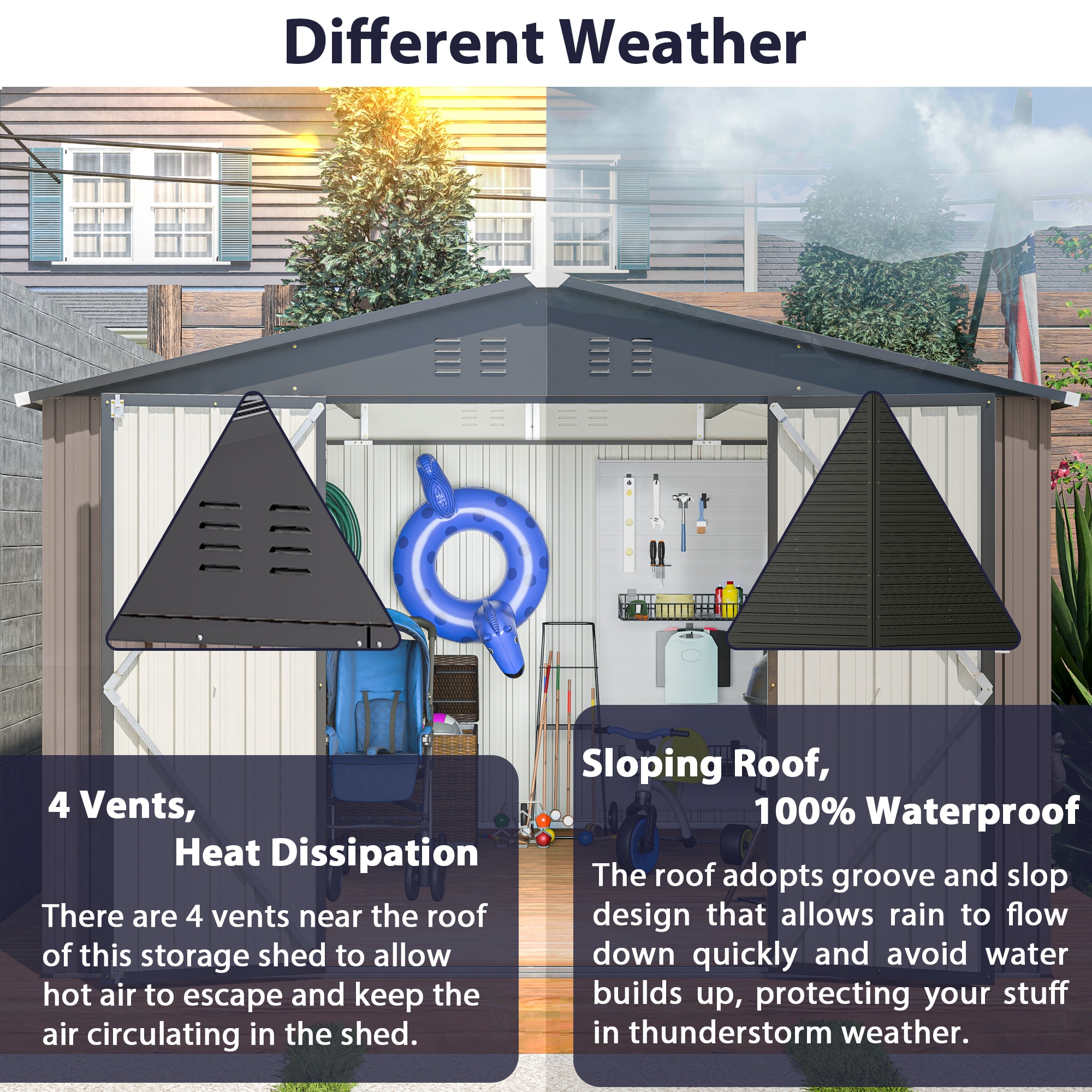 WELLFOR TWSG014-GR Metal-Storage-Buildings-Sheds - View #3