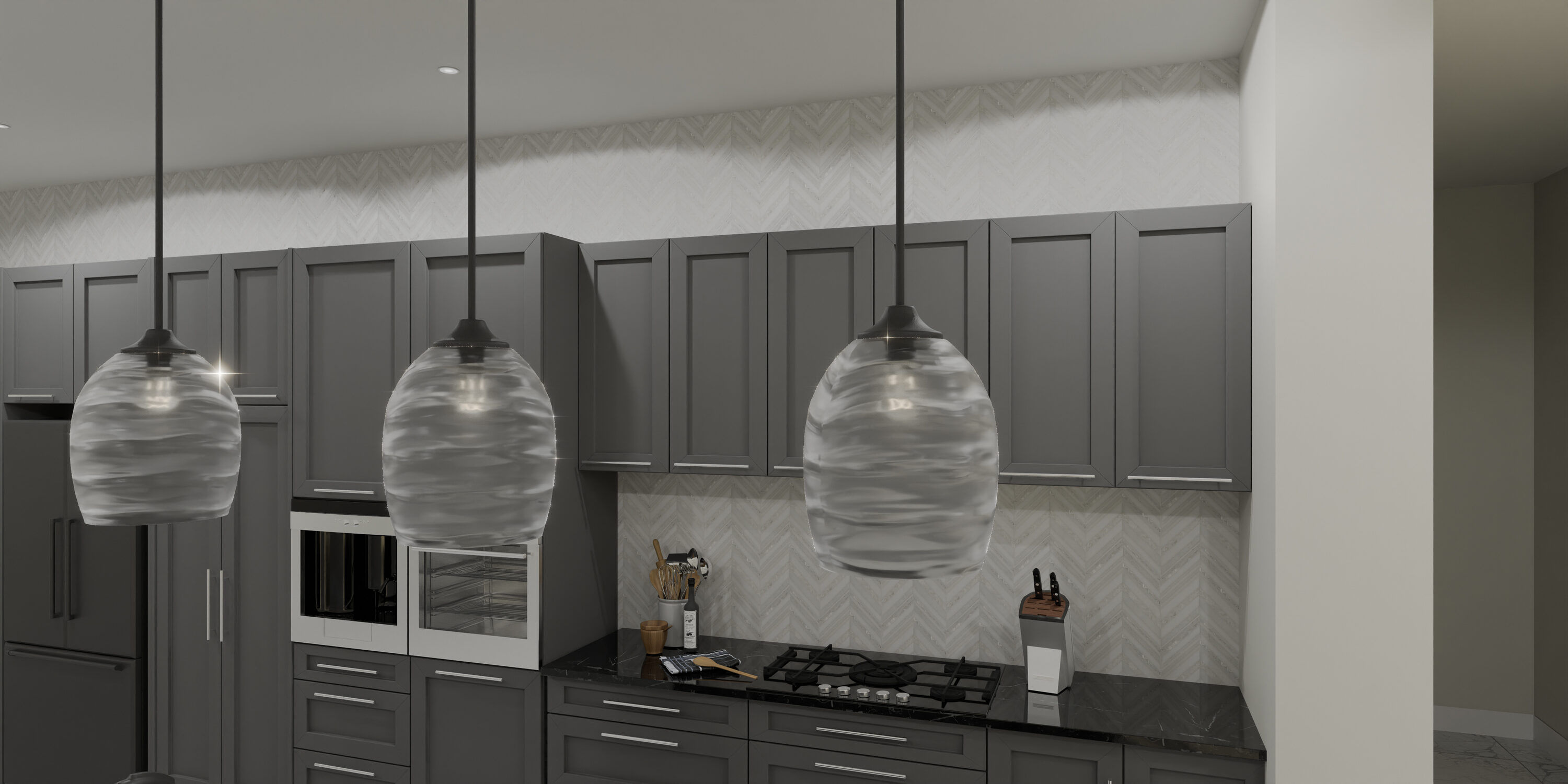 Matte Black Glass Indoor/Outdoor Pendant Light