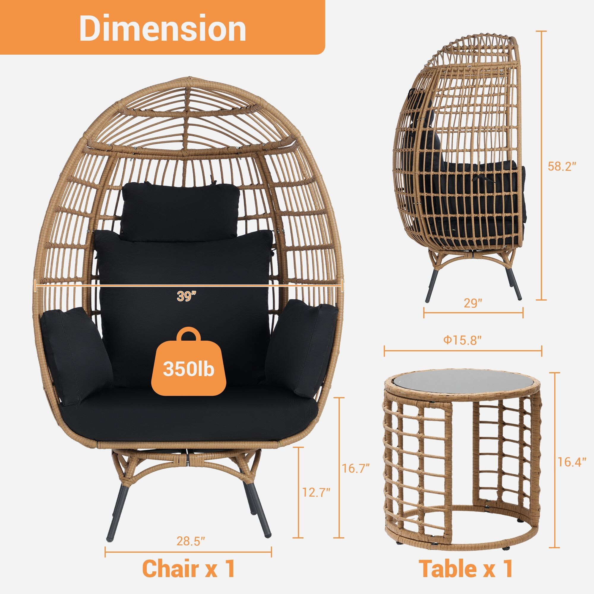 SANSTAR L-RJDC56BK-3P Patio-Conversation-Sets - View #2