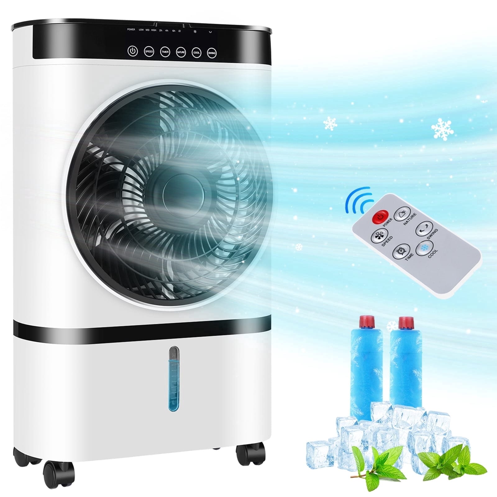 GIVIMO Large-Room Evaporative Air Cooler 3-in-1 Cool Air Blower Fan and Humidifier with Remote 7-L Dual Tank 3 Modes 3 Speeds Portable for Living Room