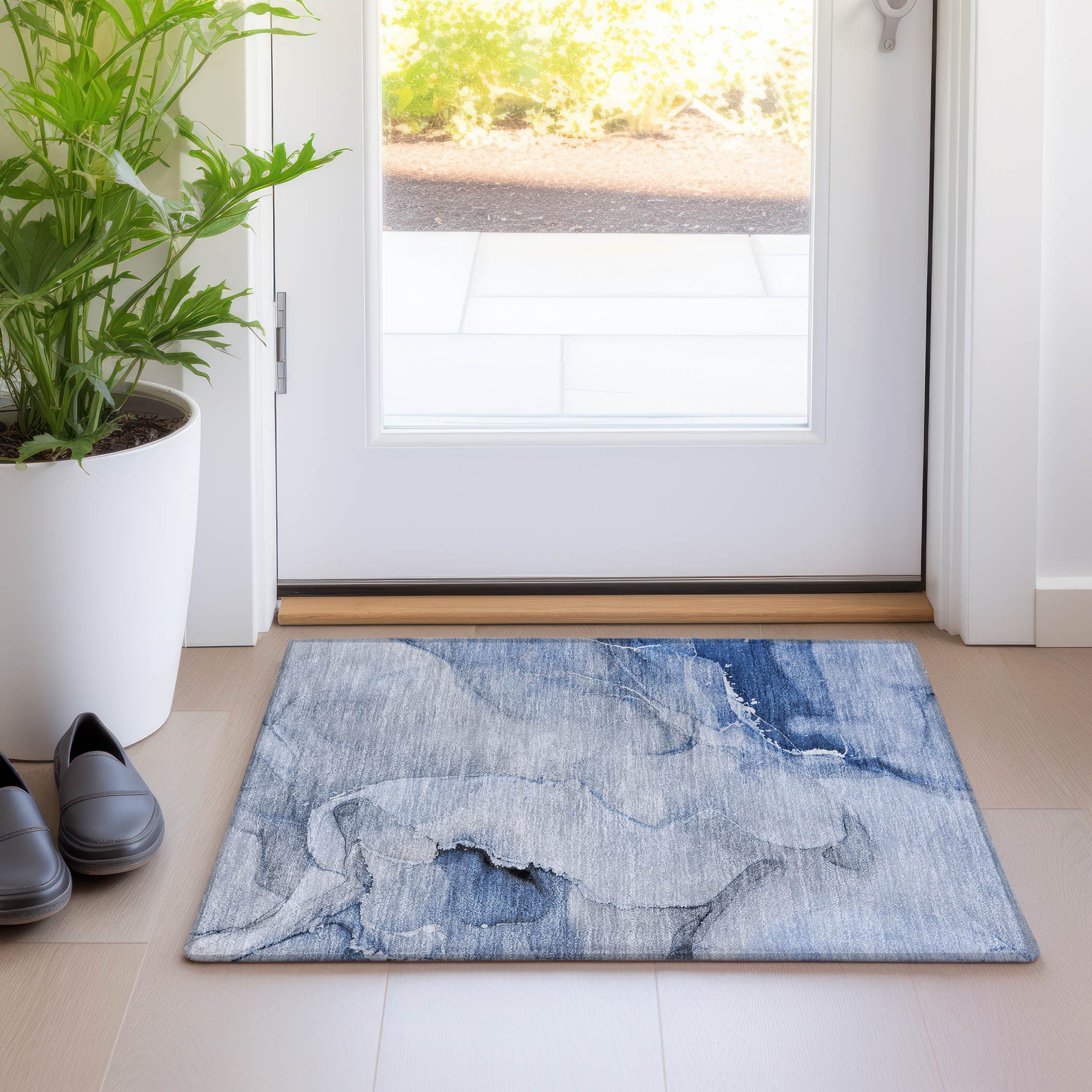 Addison Rugs ACN521BU20X30 Chantille ACN521BU 2 x 3 (ft) Polyester Blue Rectangular Indoor/Outdoor Abstract Machine washable Area rug