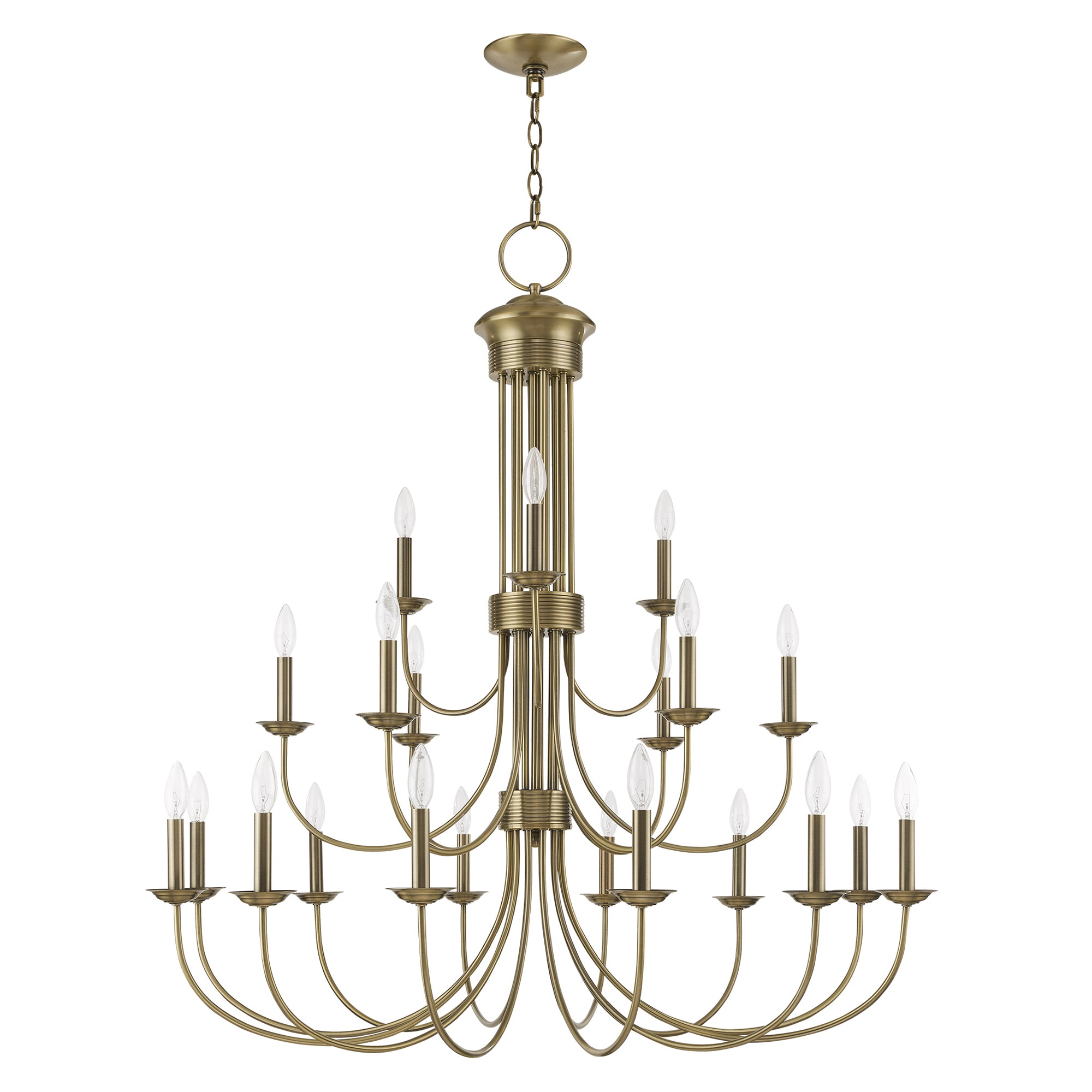 Estate Antique Brass Grand Chandelier with 21 Lights