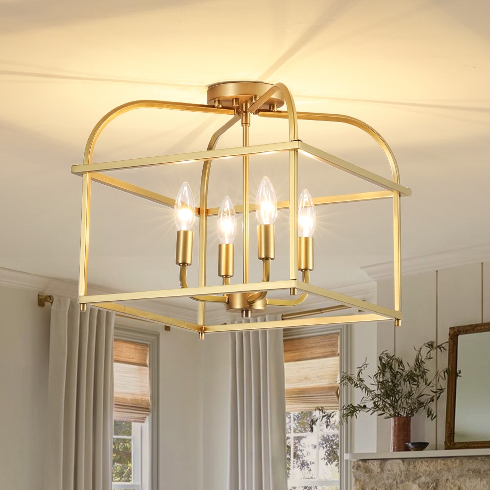 Zicbol 14.96-in Matte Copper Indoor 4 -Light LED Semi-flush Mount Light