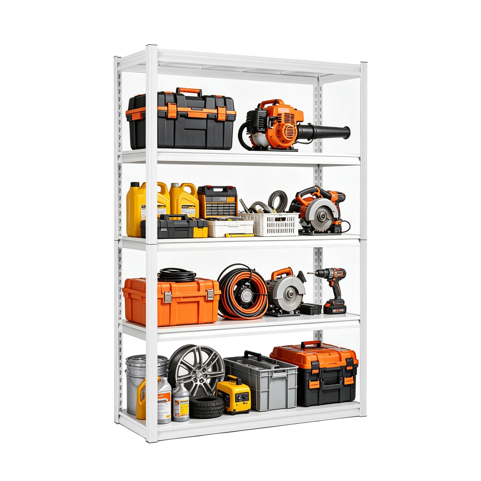 Siavonce 47.2-in W x 23.6-in D x 72-in H 5 -Tier Heavy Duty White Metal Utility Shelving Unit