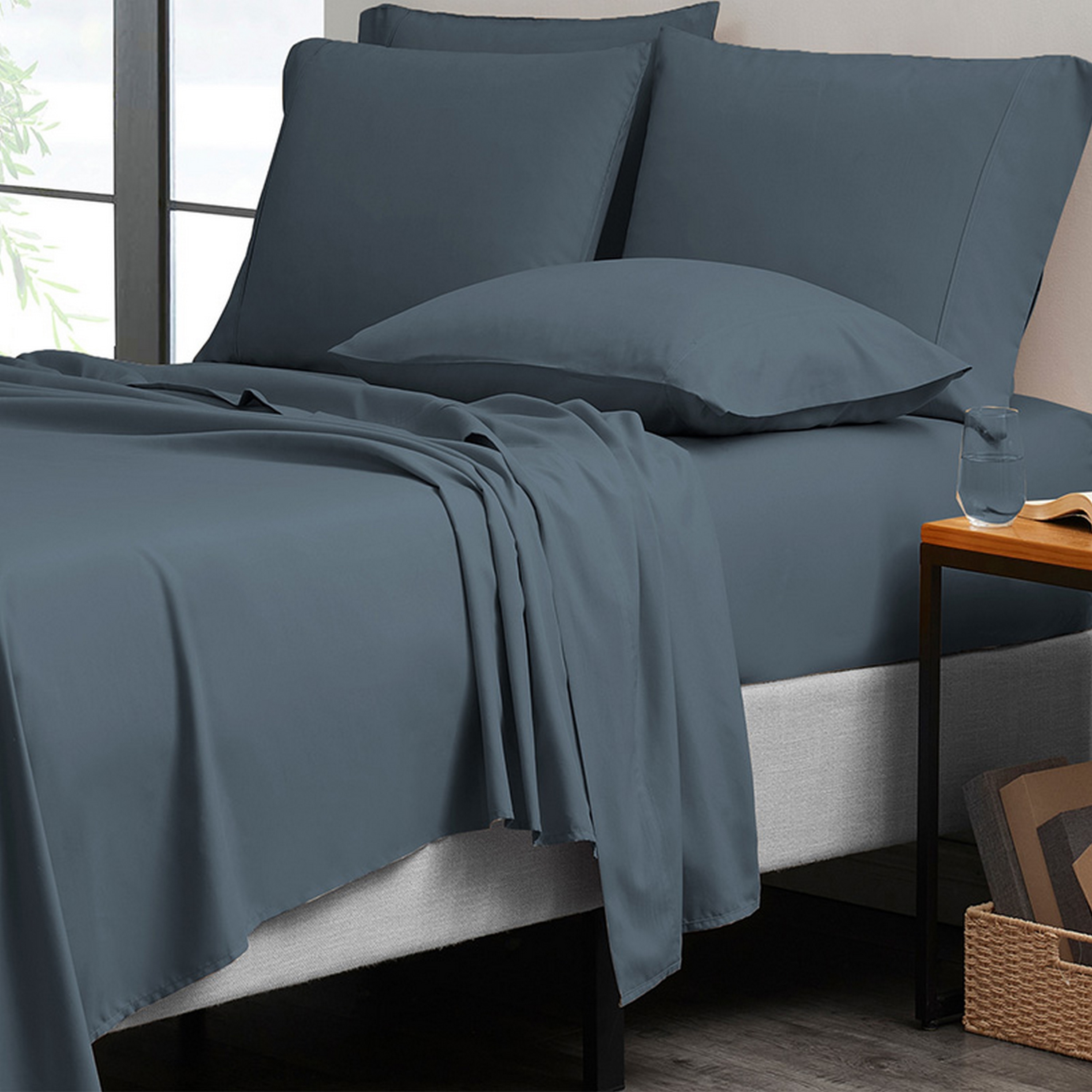 Bibb Home California king 1800 -Thread Count Microfiber Stone 6 -Piece Bed Sheet Set