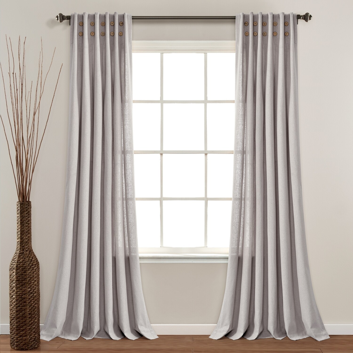 54x95 Light Filtering Linen Window Curtain Panel White