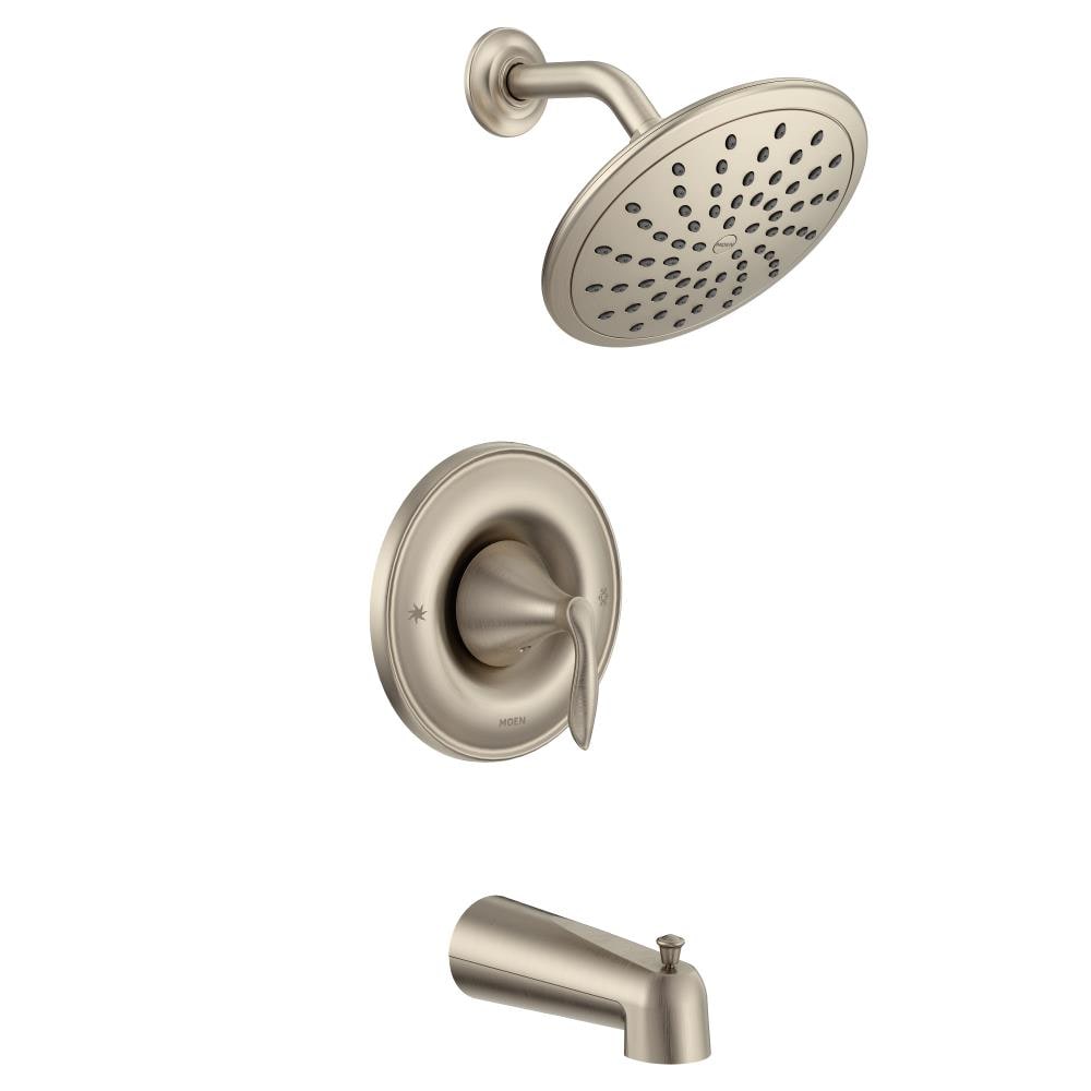 Moen T2233EPBN Eva Brushed Nickel 1-handle Single function 8-in Round Bathtub and shower Faucet (Valve Not Included)