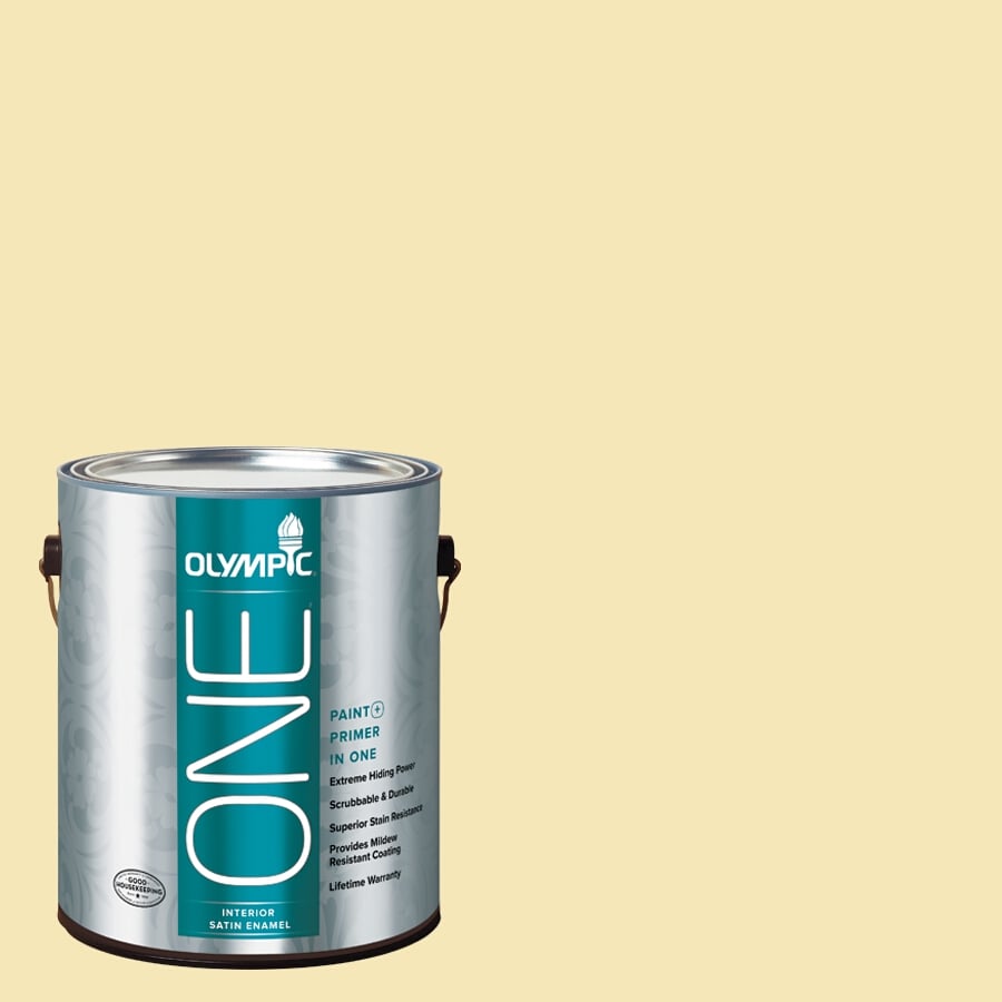 Olympic A11-3-BUTTER356812 Satin ONE Butter Pre-tinted Latex Interior Paint Paint + Primer ( 1-gallon )