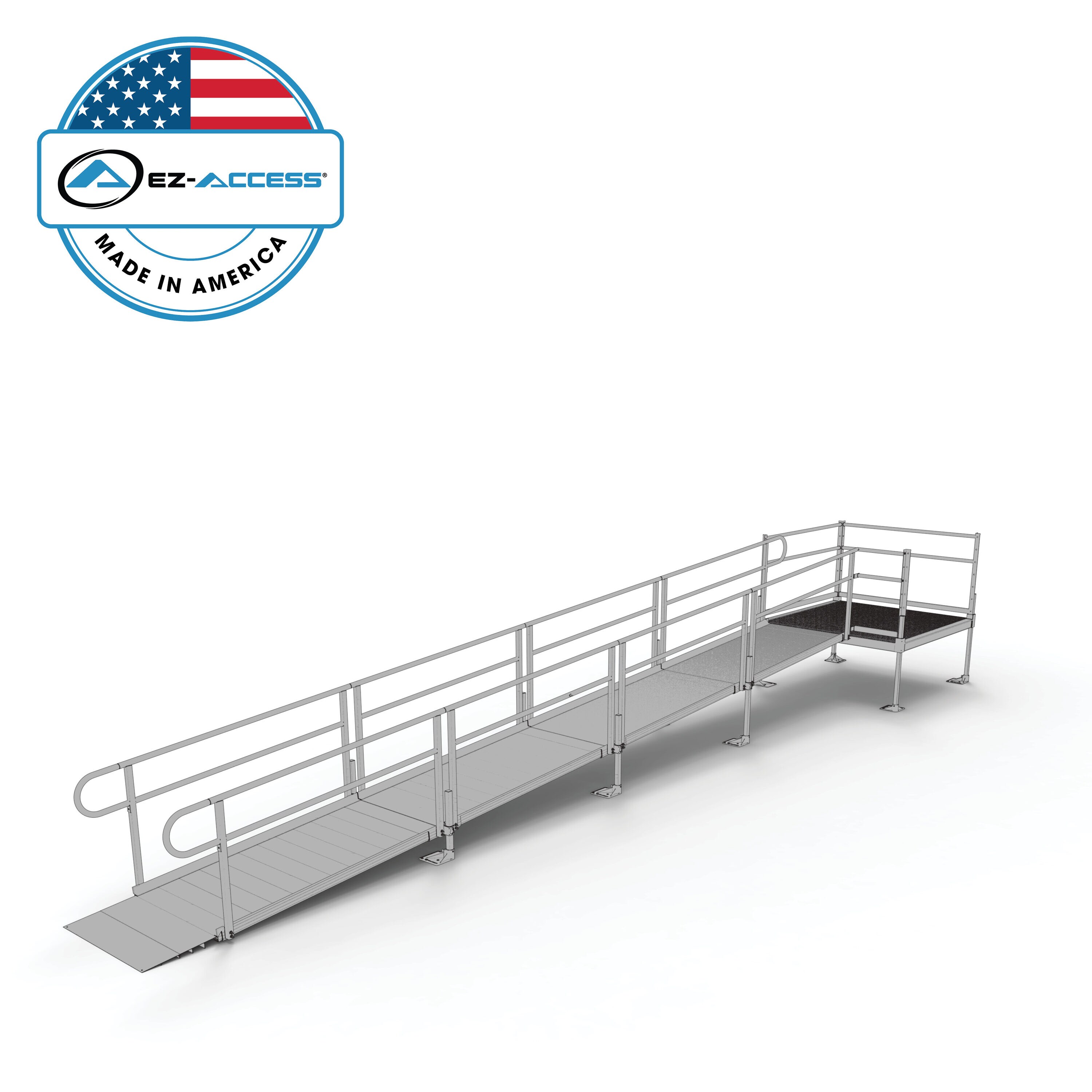 EZ-ACCESS PS24S55T 24-Feet x 65.75-Inches Aluminum Modular Entryway Wheelchair Ramp