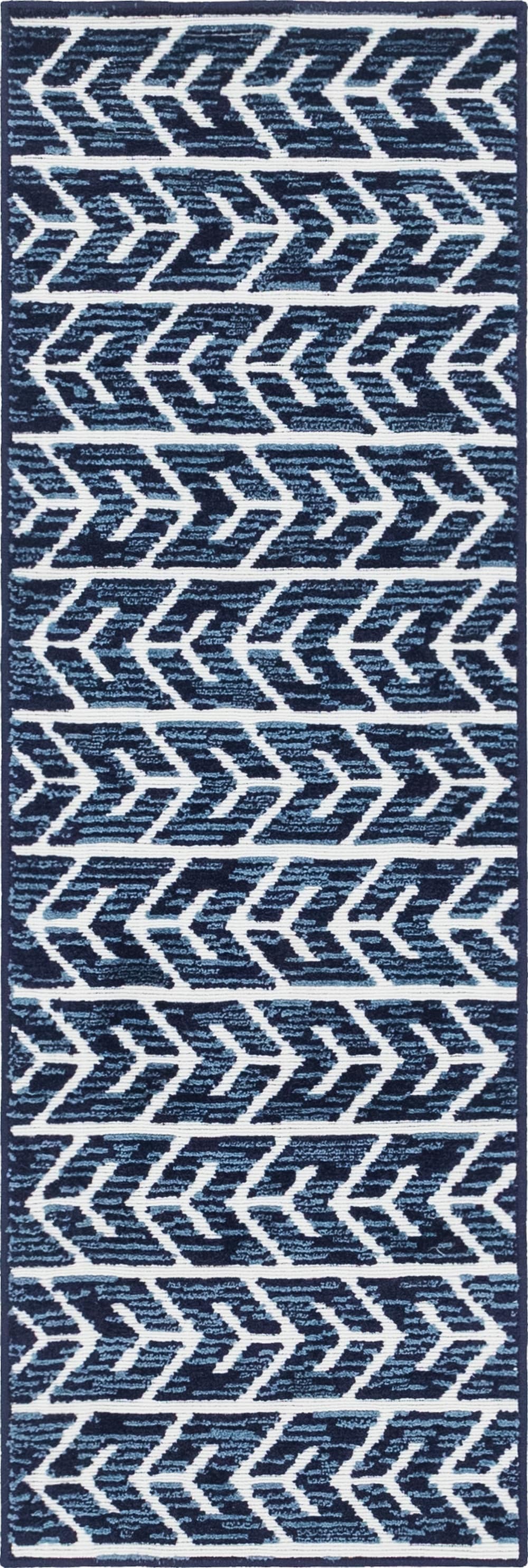 Unique Loom 3146227 Aston Sabrina Soto Outdoor 2 x 6 (ft) Loomed Polypropylene Navy Blue Rectangular Indoor/Outdoor Geometric French Country Runner rug