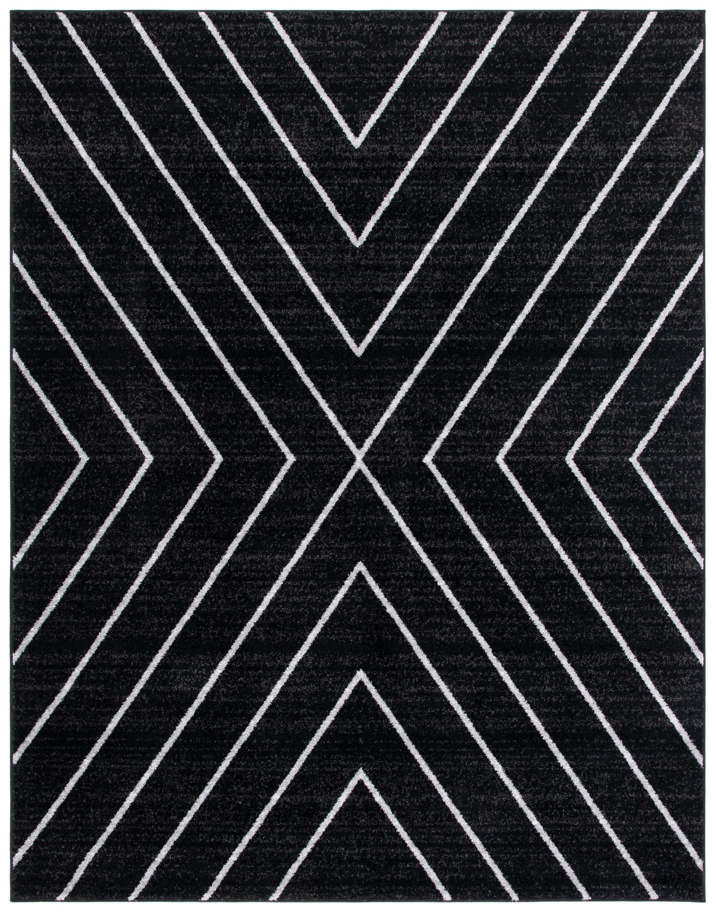 Safavieh ADR251F-8 Adirondack 8 x 10 (ft) Loomed Polypropylene Black/Light Gray Rectangular Indoor Geometric Bohemian/Eclectic Area rug