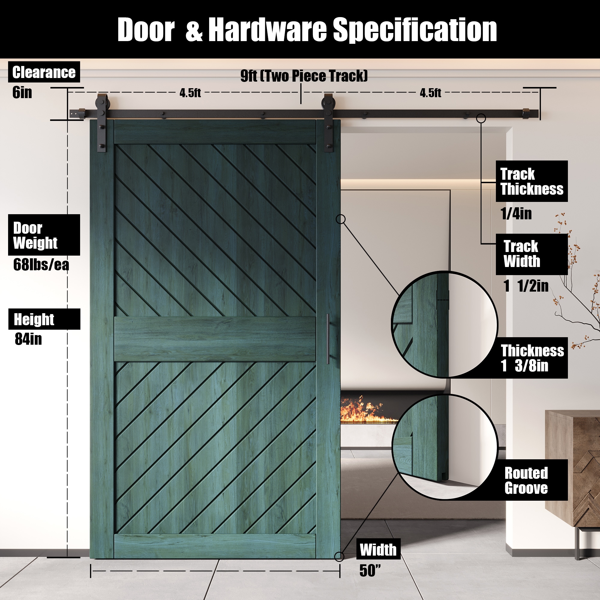 HOMACER YT1H108C-XT4-5084-RP Barn-Doors - View #2