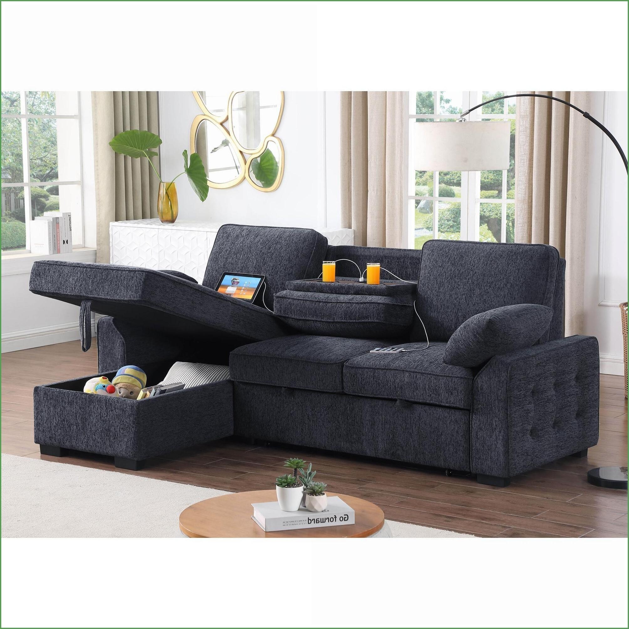 Watnature Sectional Sofas 91W Dark Gray Chenille Reversible Sleeper ...