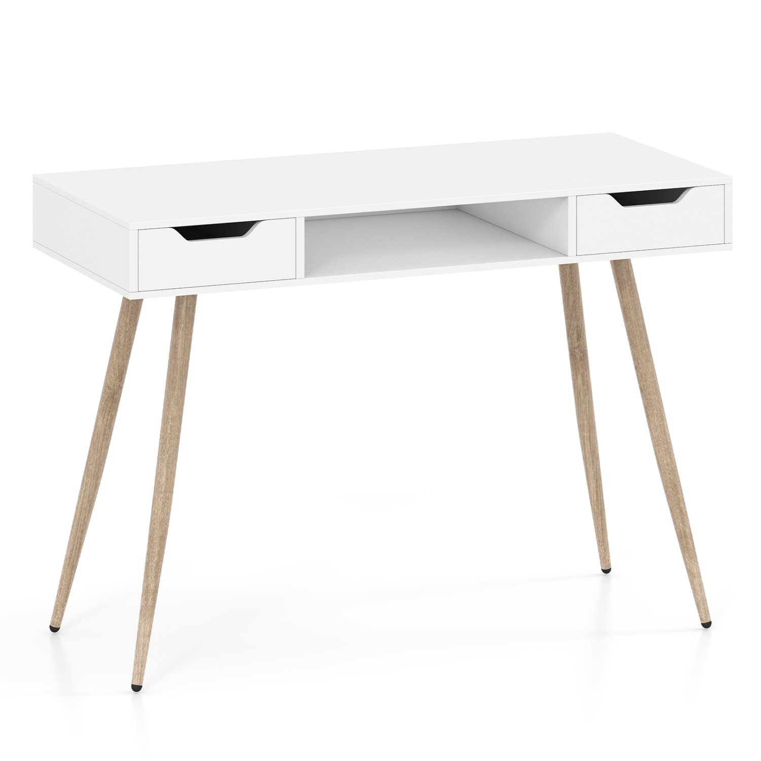 Slickblue - Engineered Wood Desk Top Black/Natural Frame 42.5-in W Home Office Writing Desk with ...