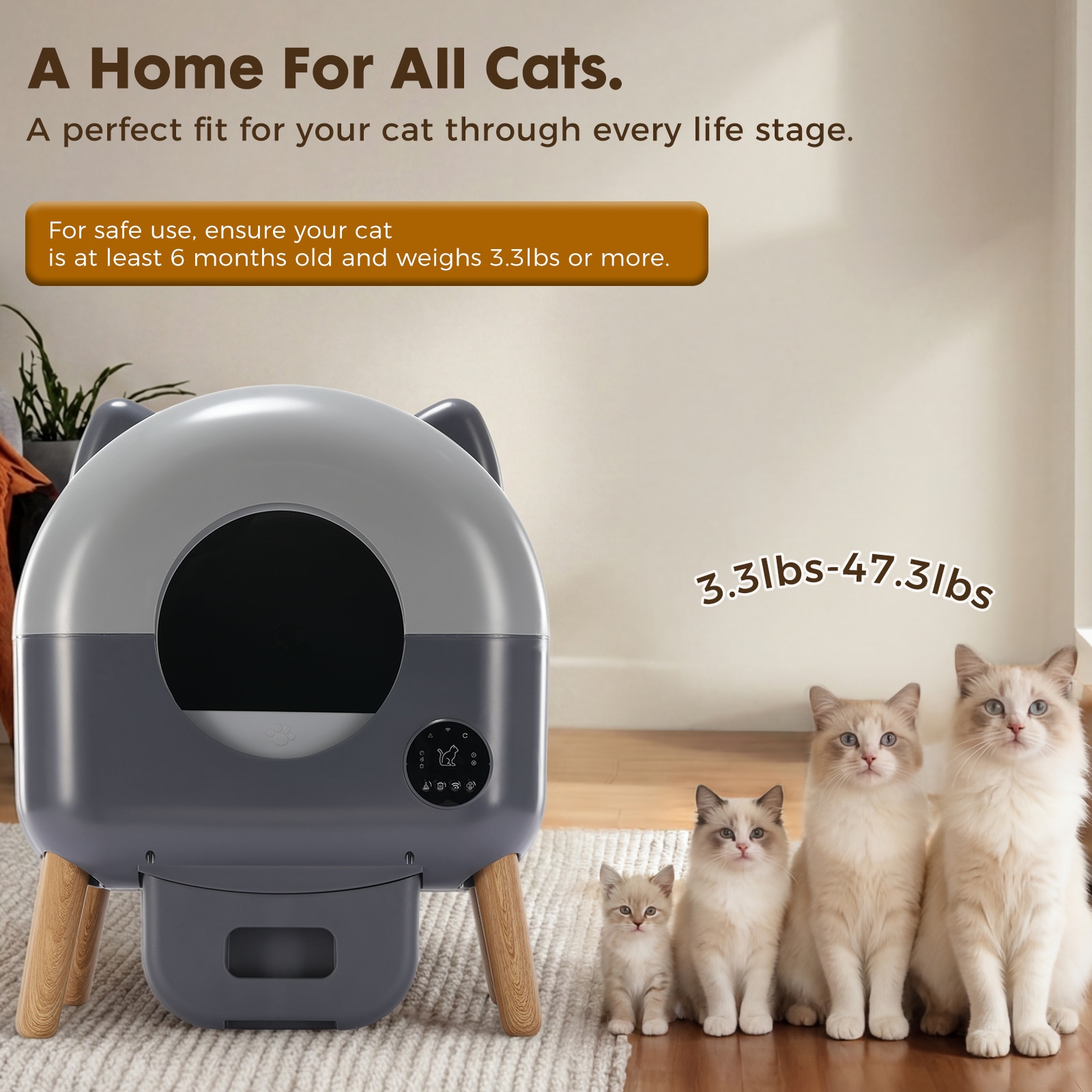 GTPLAYER LOWE'S-ACB09-GY-WD Cat-Litter-Box - View #6