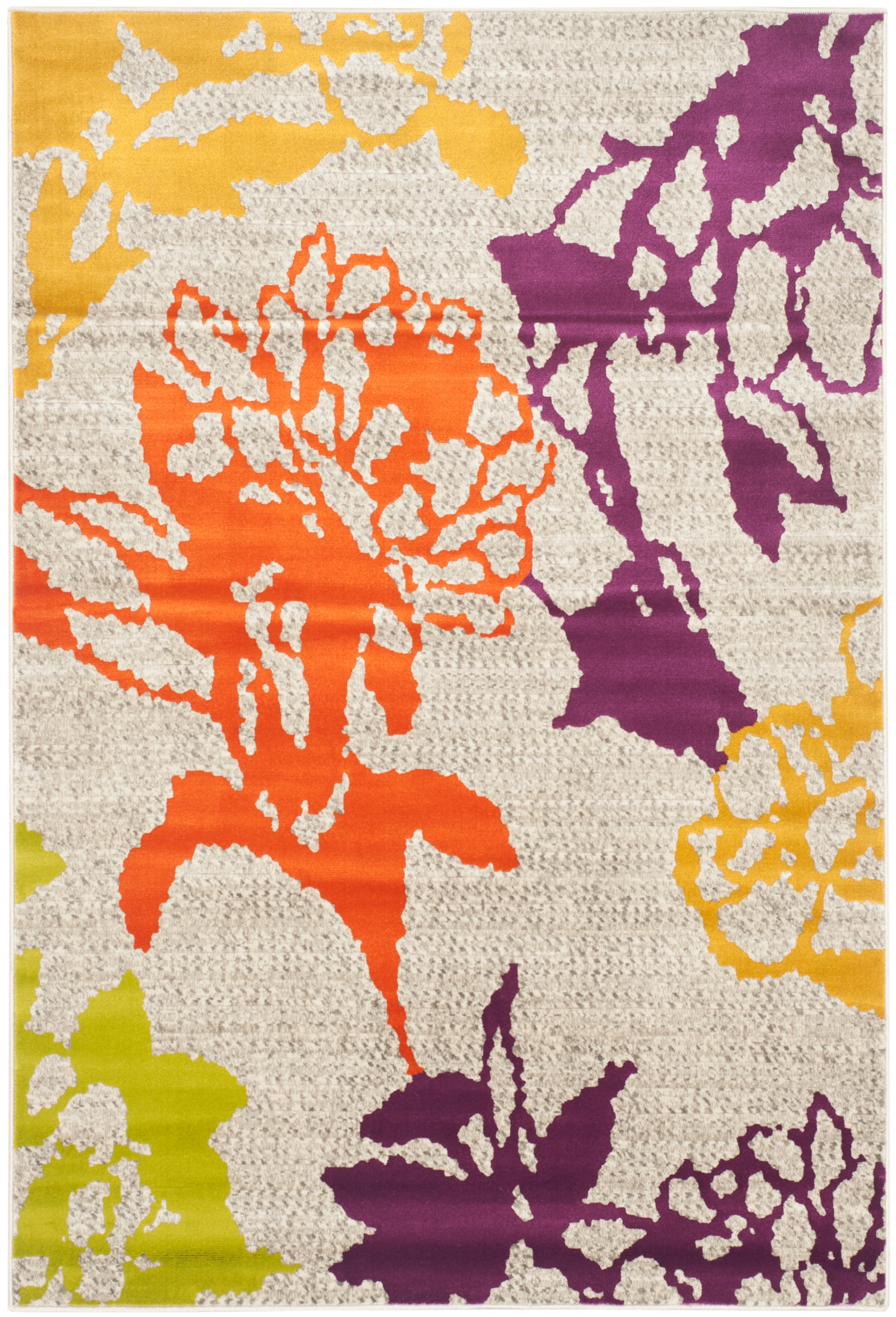 Multicolor Floral Synthetic Reversible Area Rug, 4'1" x 6'