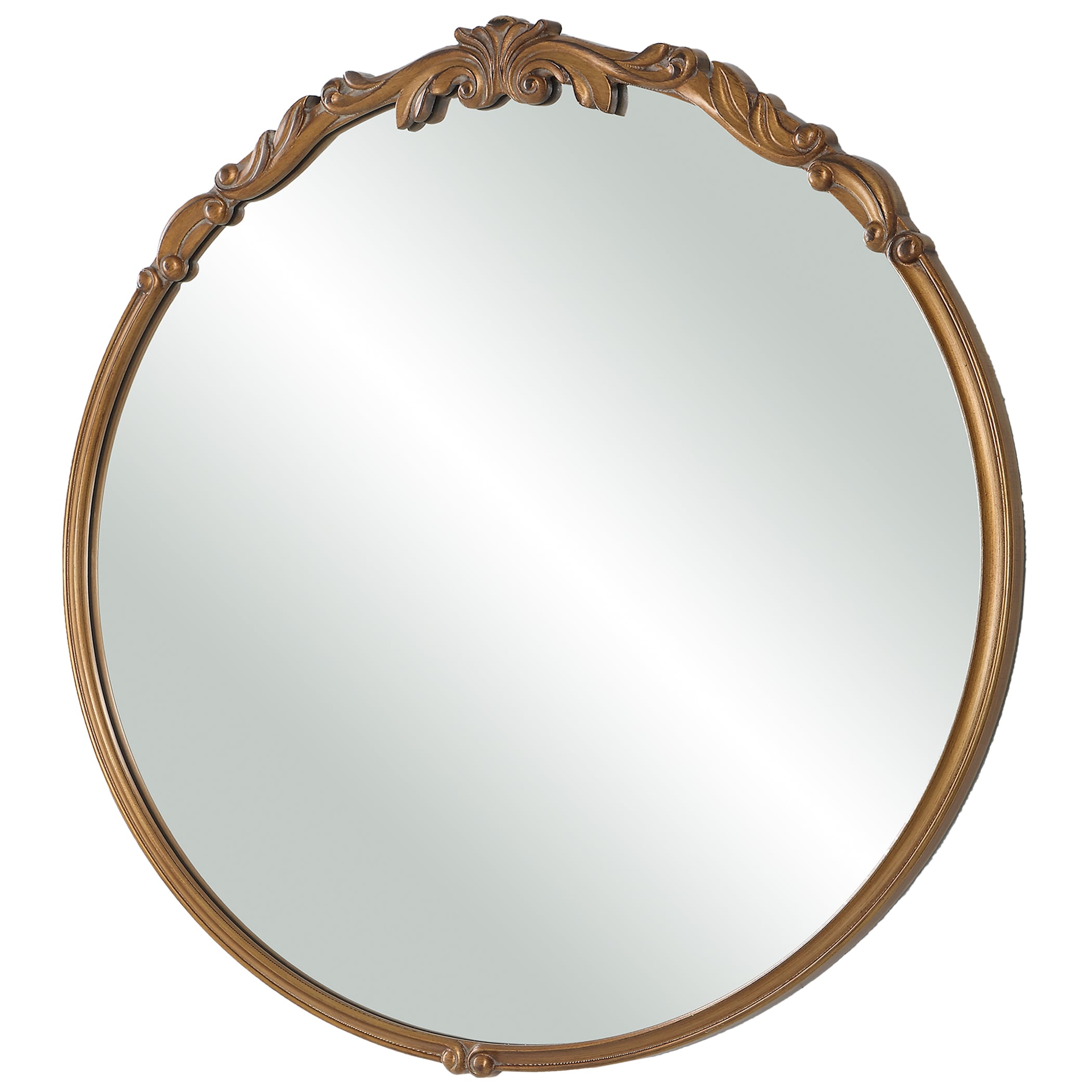 allen + roth 28-in W x 29-in H Round Gold Framed Wall Mirror in the ...