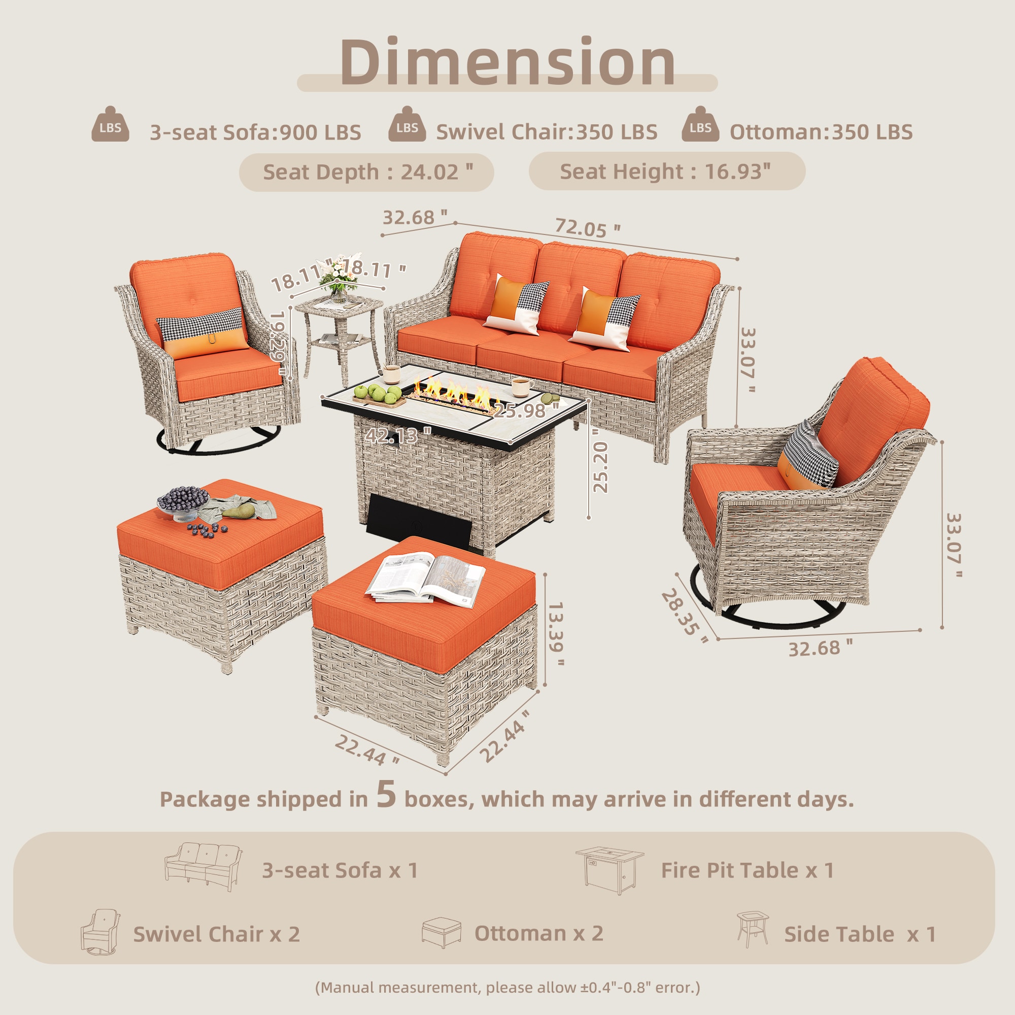 weaxty HMBCFP-YZPAD8072 Patio-Conversation-Sets - View #7