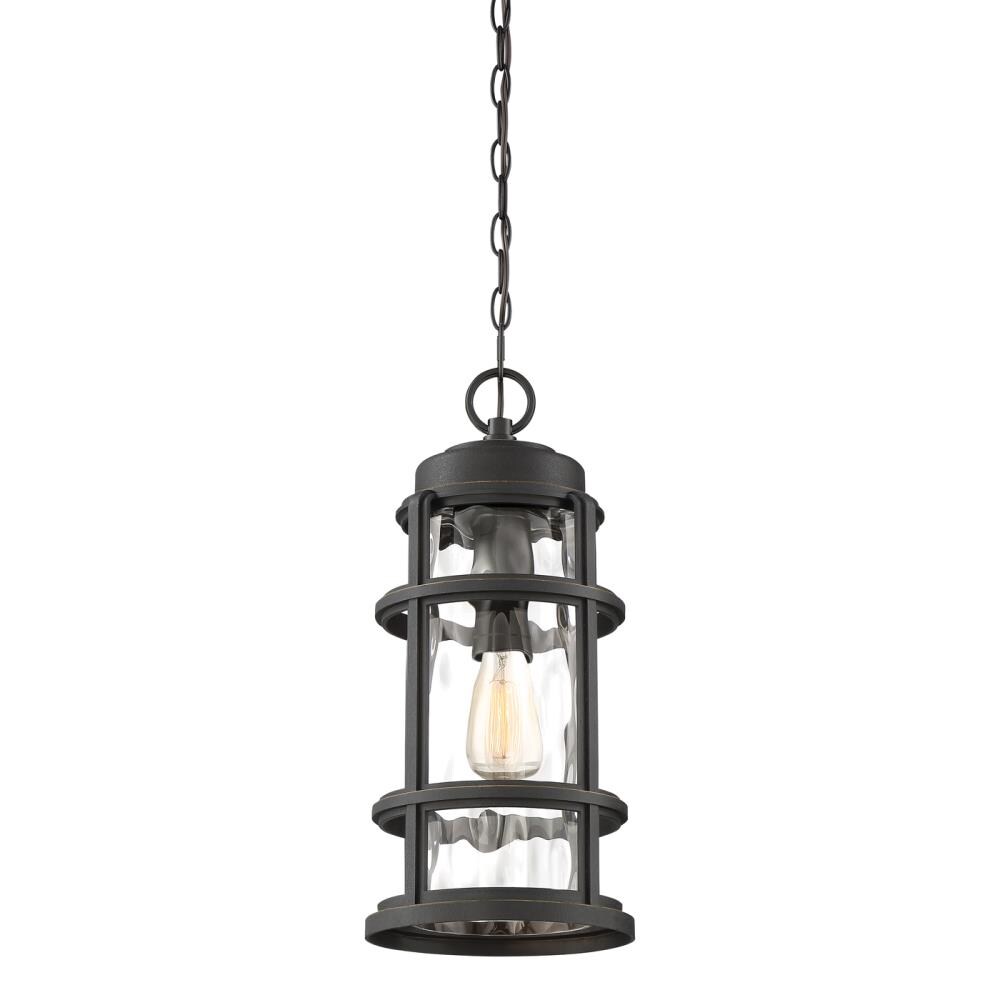 Quoizel DeSoto Palladian Bronze Transitional Clear Glass Lantern Pendant Light