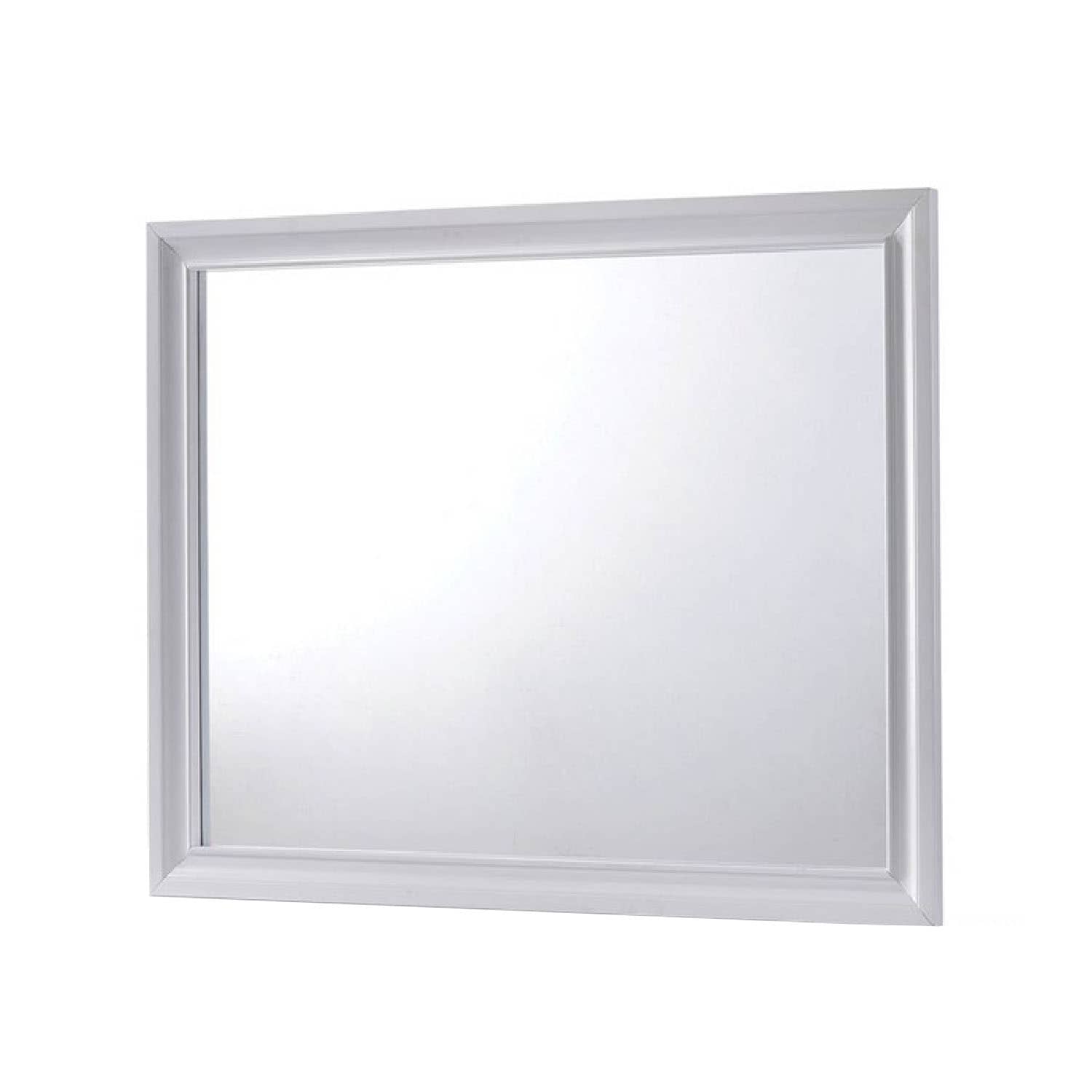 Benzara - Wall Mirror with Molded Wooden Frame-White