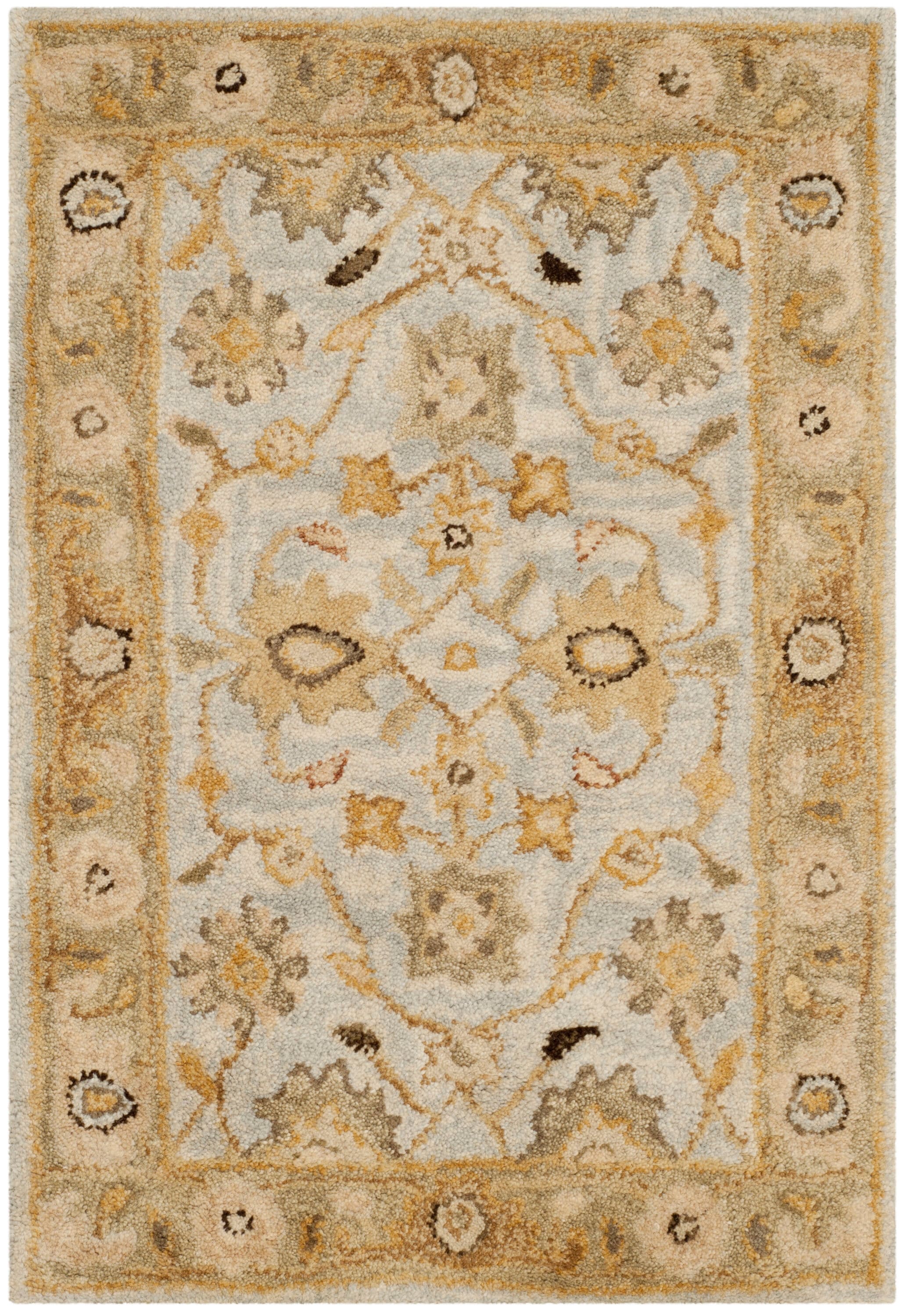 Handmade Light Blue Wool Tufted Area Rug