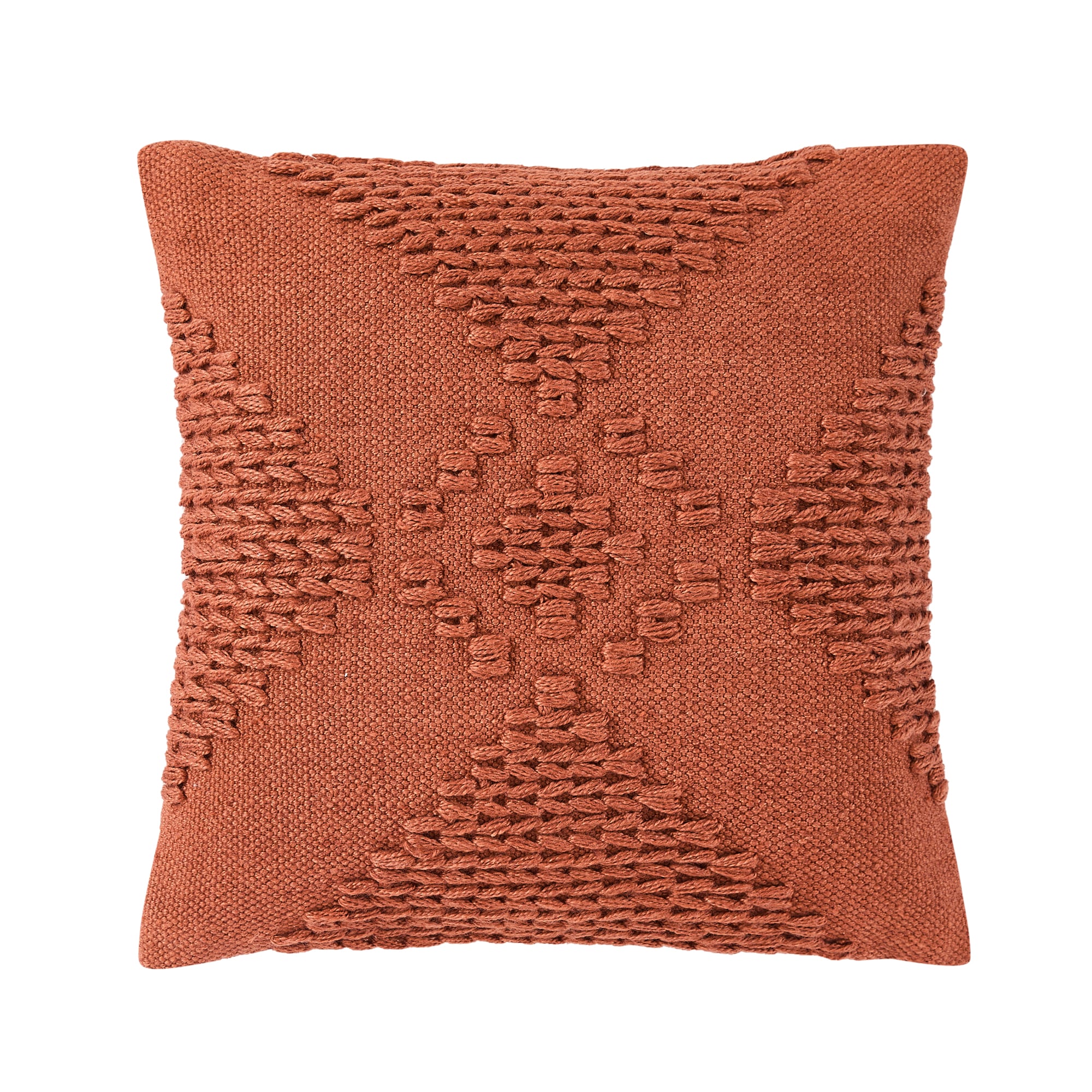 Origin 21 23T000775 Burnt Orange Woven Outdoor Decorative Pillow Solid Burnt Orange Square Throw Pillow