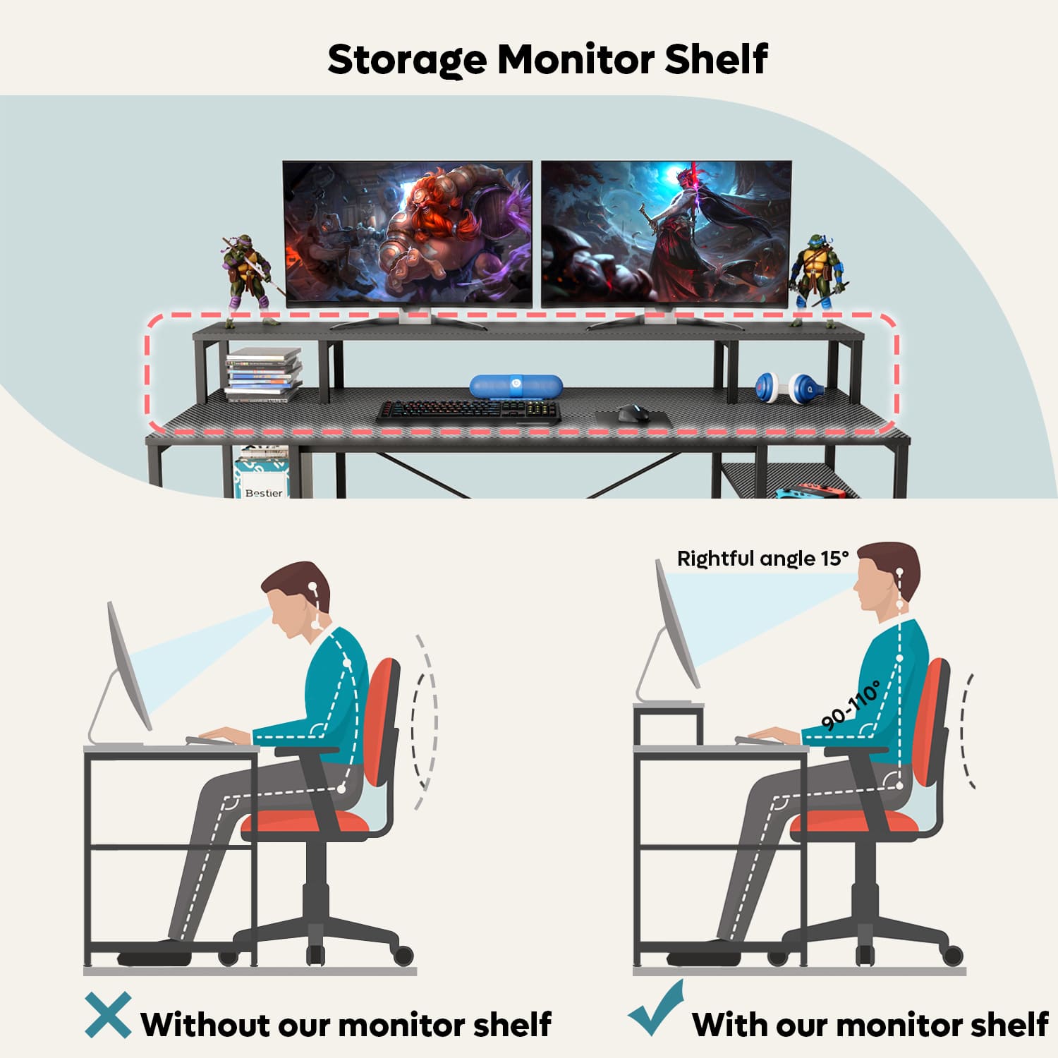 Bestier LOW-D074G-GAM desks - View #2