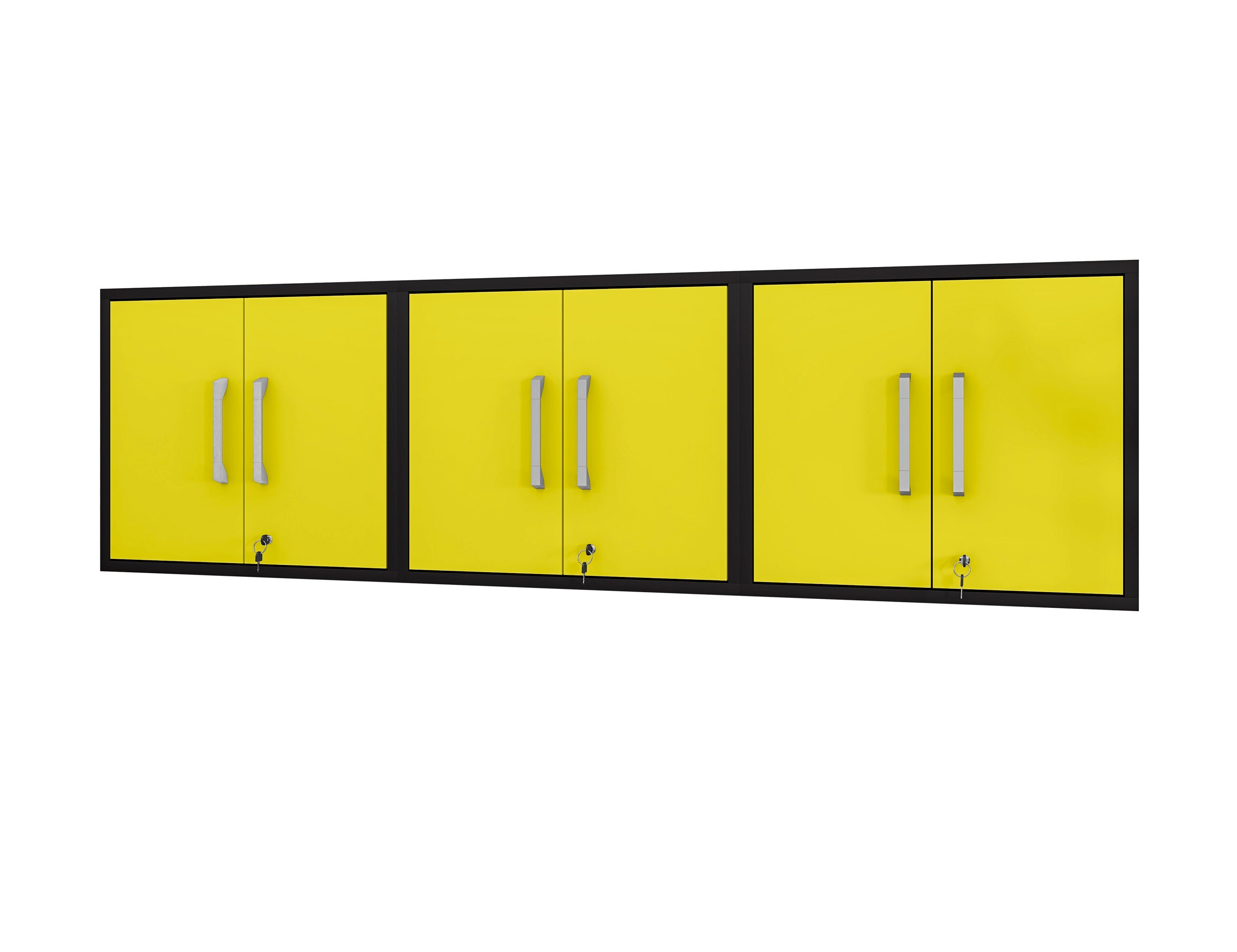 Manhattan Comfort 3-251BMC84 Eiffel 85.05-Inches W x 25.59-Inches H x 14.96-Inches D Wall-mounted Composite wood Garage Cabinet in Yellow