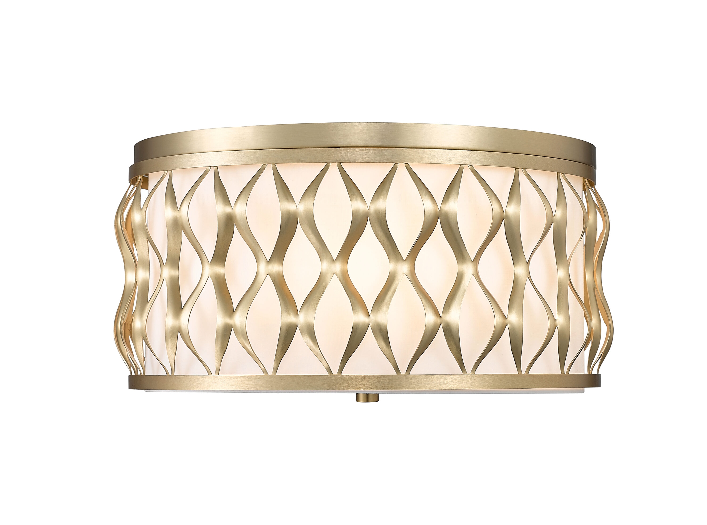Modern Gold and Glass Drum Flush Mount Ceiling Light